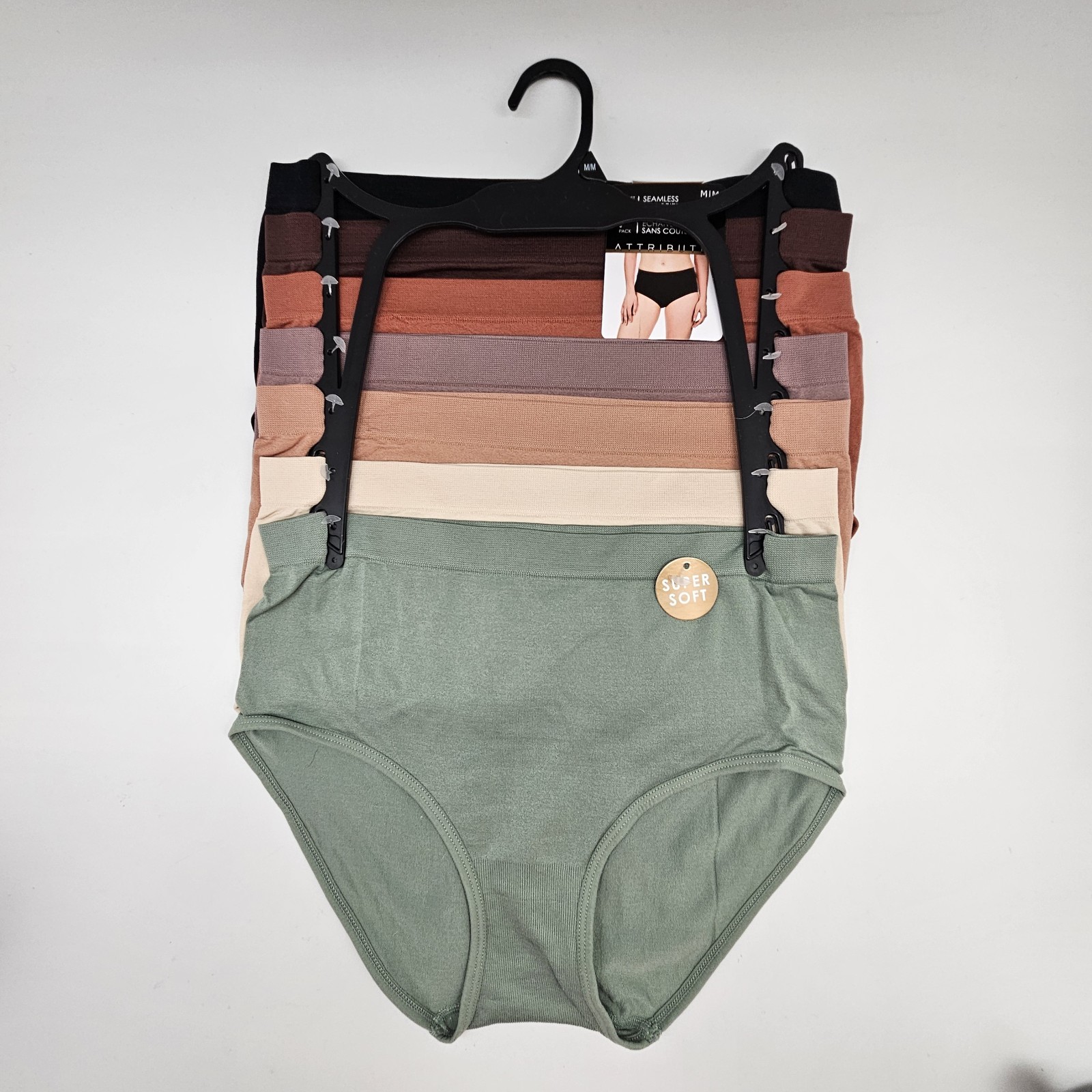 7 Pack SEAMLESS FULL BRIEFS Panties Women’s M L Black Brown Sienna Beige Green