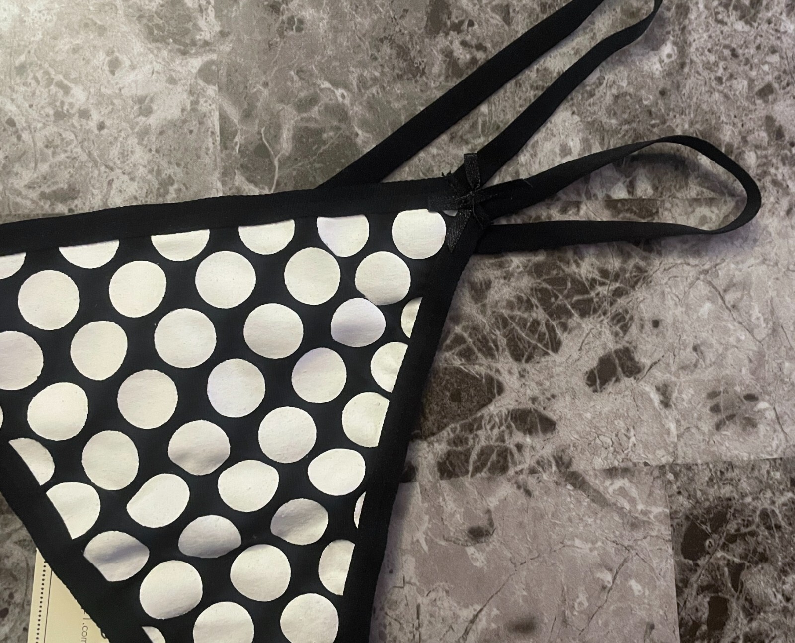 NWT FOREVER 21 M BLACK WHITE POLKA DOT STRAPPY VINTAGE RARE V STRING PANTIES