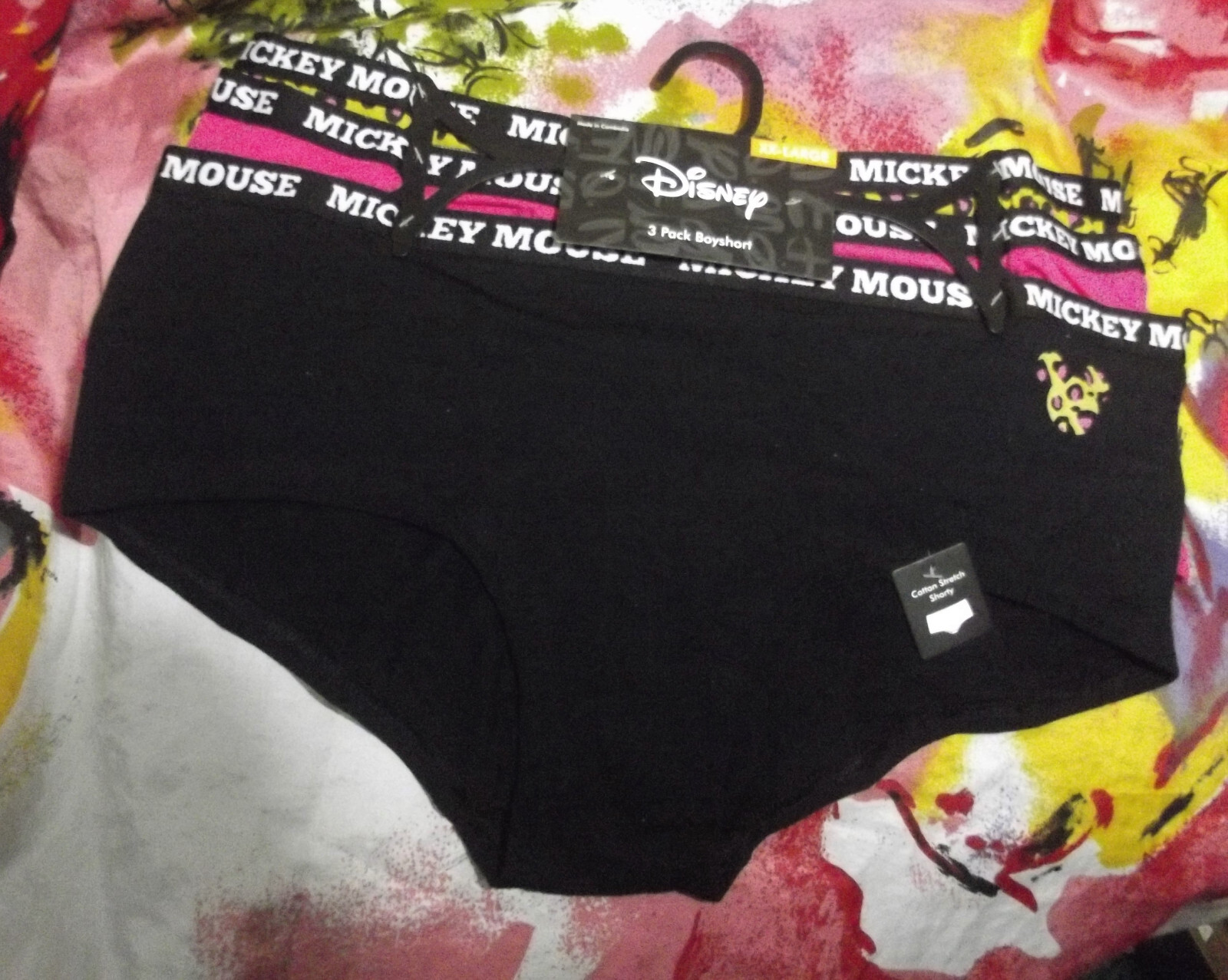 3 DISNEY BRIEFLY STATED 43MK901W1HZA MICKEY MOUSE COTTON BOYSHORT PANTIES XXL