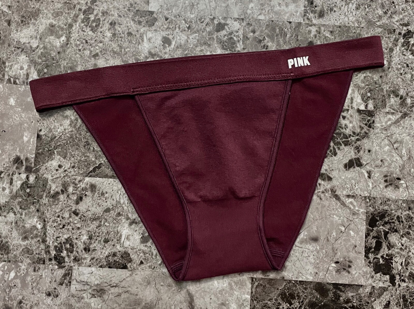 NWT VICTORIA’S SECRET PINK MAROON BURGUNDY SEAMLESS HIGH LEG BIKINI PANTIES