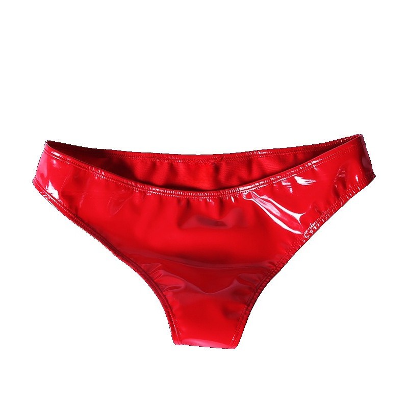 S-2XL Shiny Faux PU Leather Briefs Wet Look PVC Panties Women Underwear Lingerie