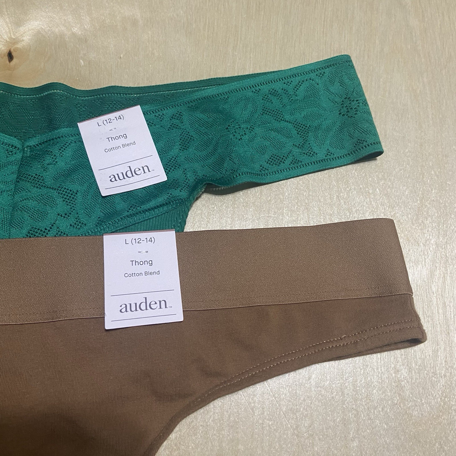 Auden Women’s Size Large (12-14) Cotton Blend Soft Thong Panties 2 Pack