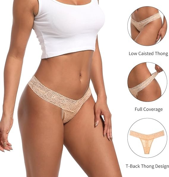 6 Tangas de Encaje suave Floral Ropa Interior Sexy Bragas de Moda para Mujer,,,,