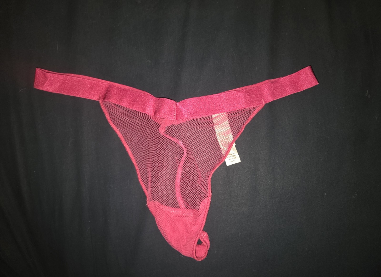 Vtg Victoria’s Secret 2003 Pink Mesh Strappy V-String Thong Panty Sz Medium Y2K