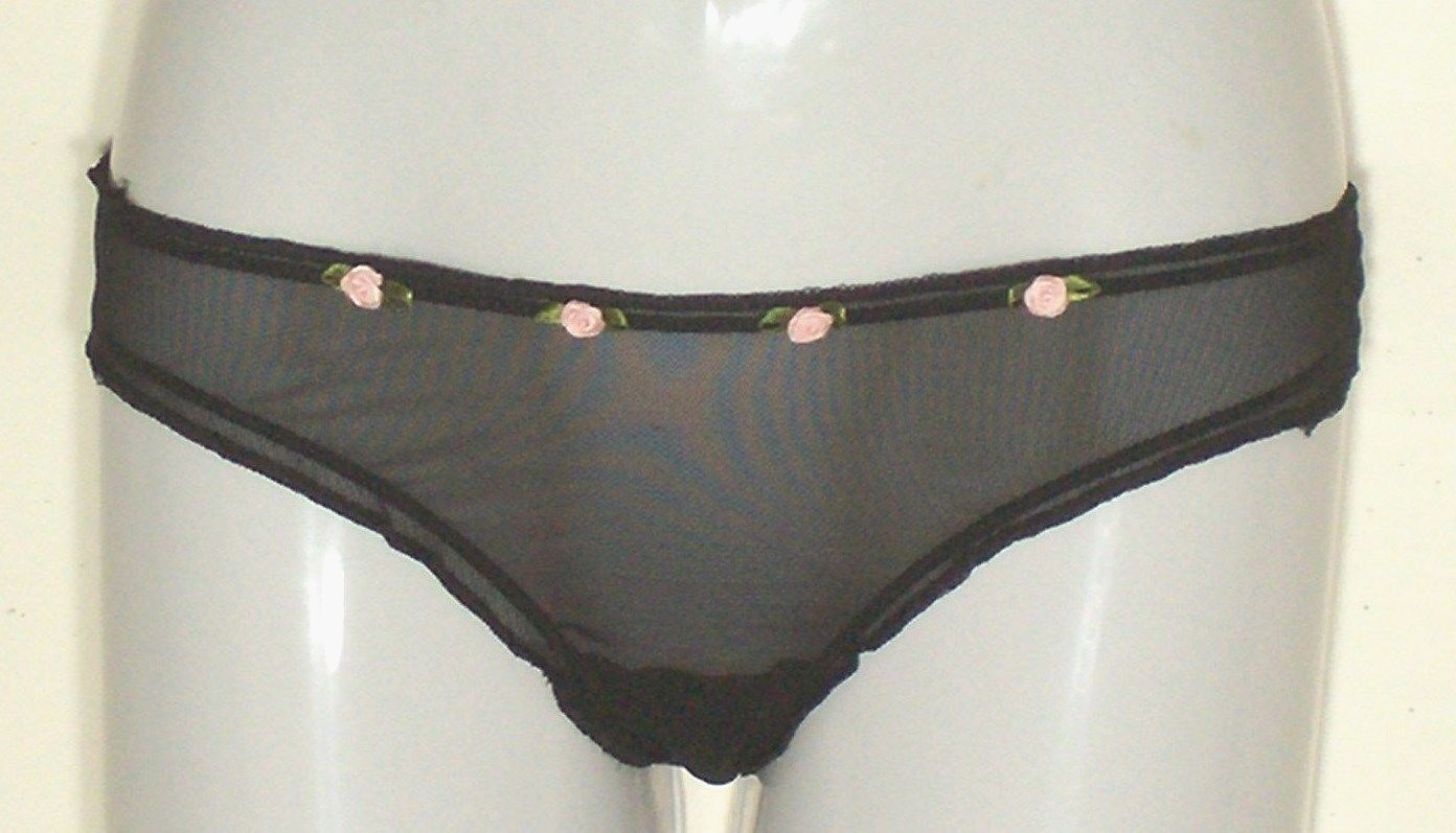 NWT Rene Rofe Beautiful Black Bikini Thong Panties Stretch Very Sexy Sz 5/S