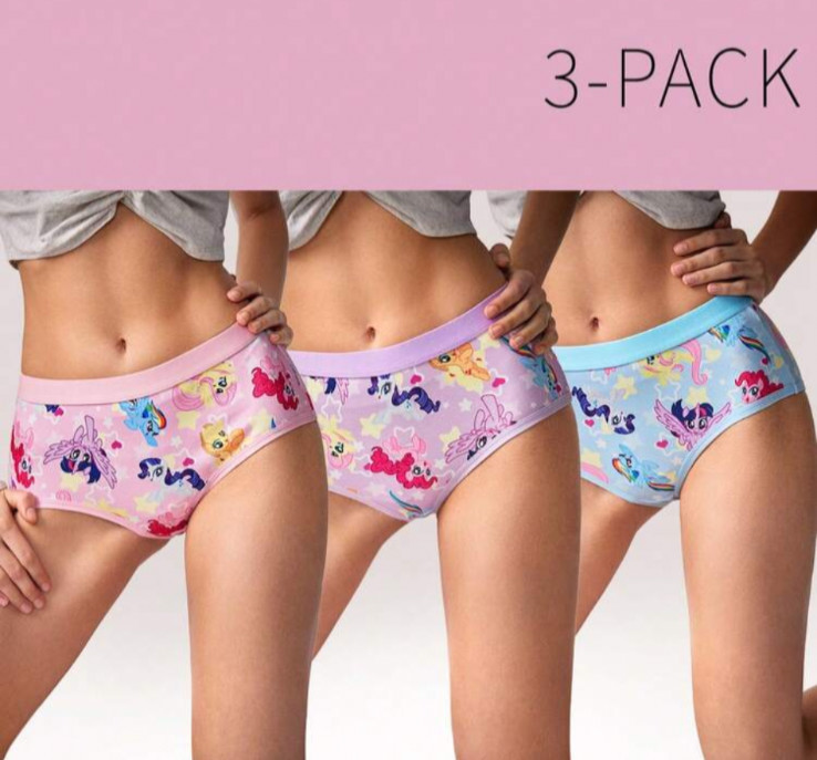 My Little Pony Kawaii Y2K Cartoon Cute Licensed Logo Brief Panties M 3 pack
