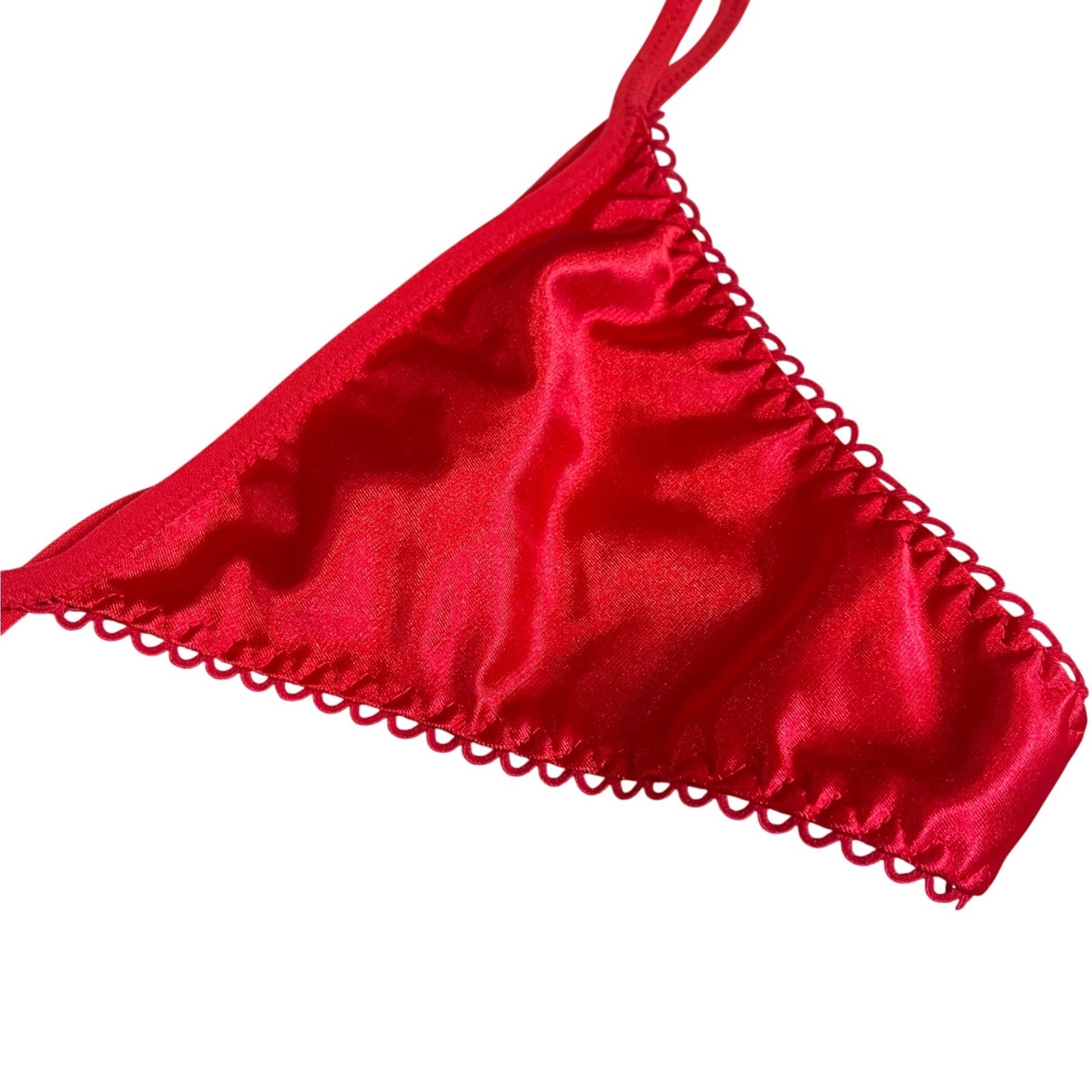 VTG red Lace Silky High Leg Waist Thong PANTIES XL Sexy Sissy Bratty SECOND SKIN