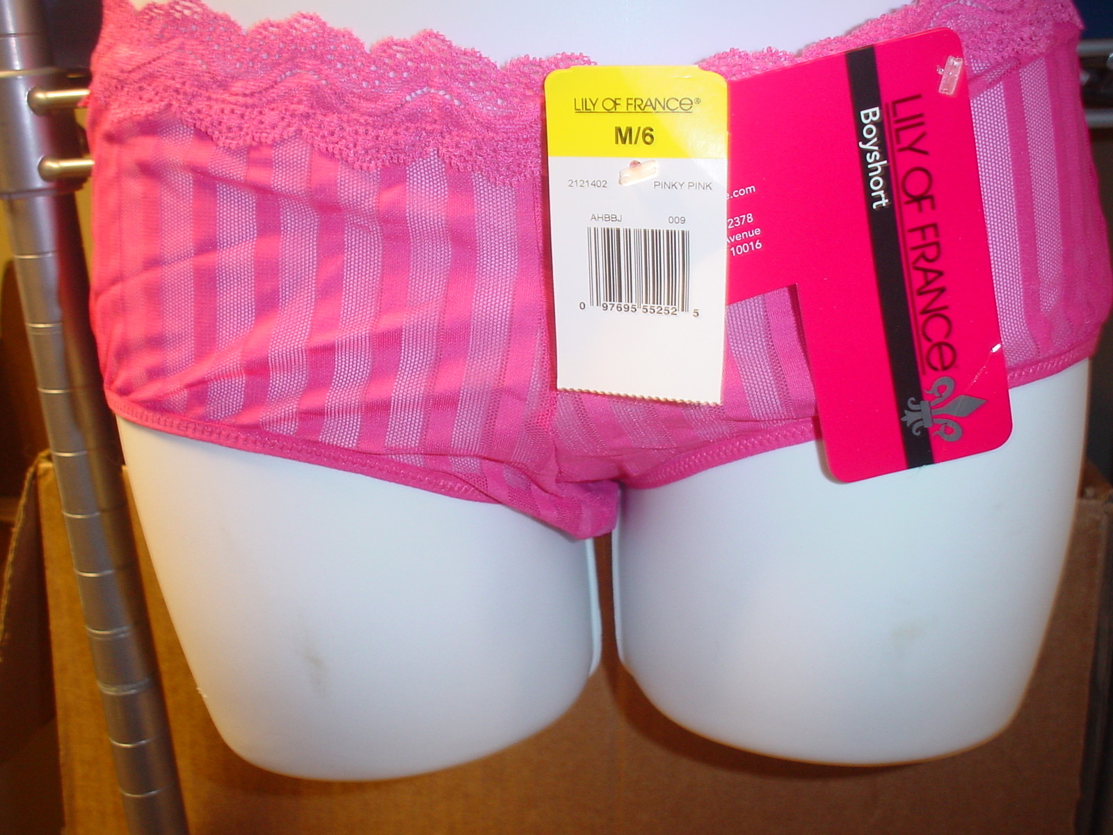 Lilly of France 2121402 Sheer Boyshort Large/Size 7 Pinky Pink Lot of 6 NWT
