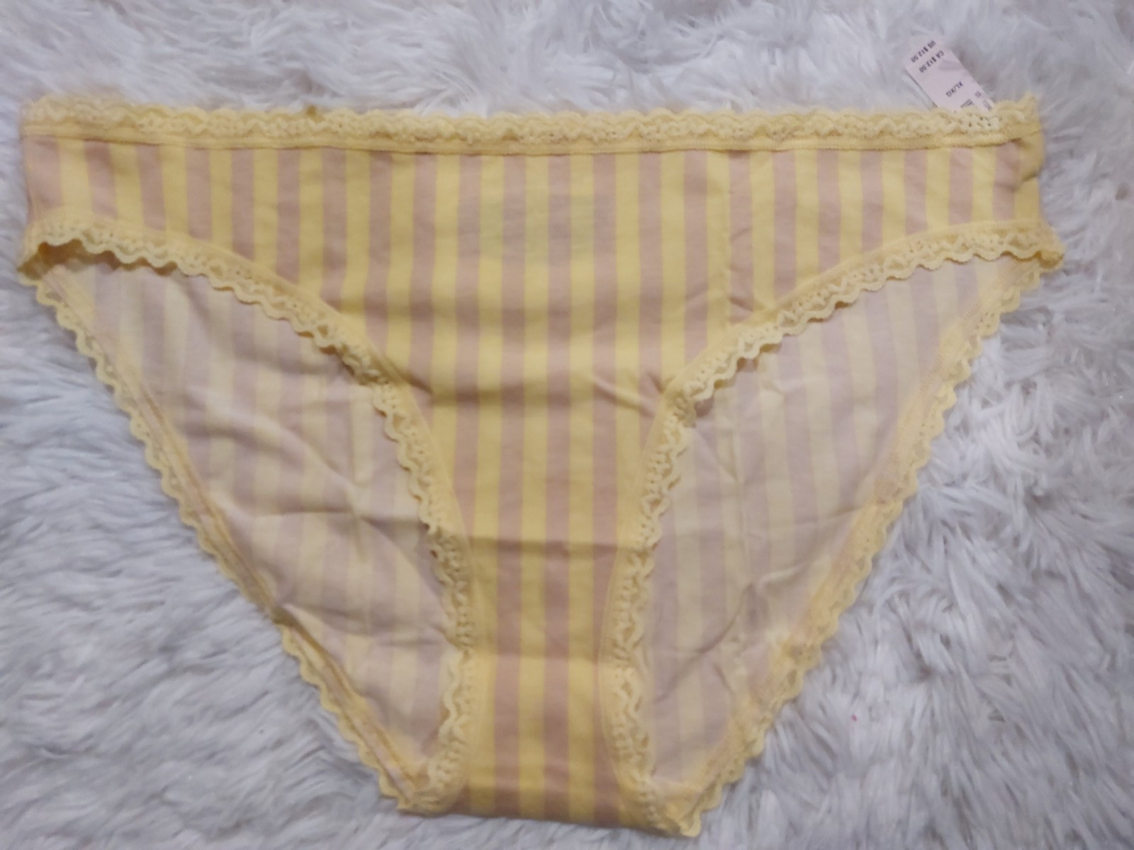 NWT Victoria’s Secret cotton lace waist stripe bikini panty Size XL (411B)