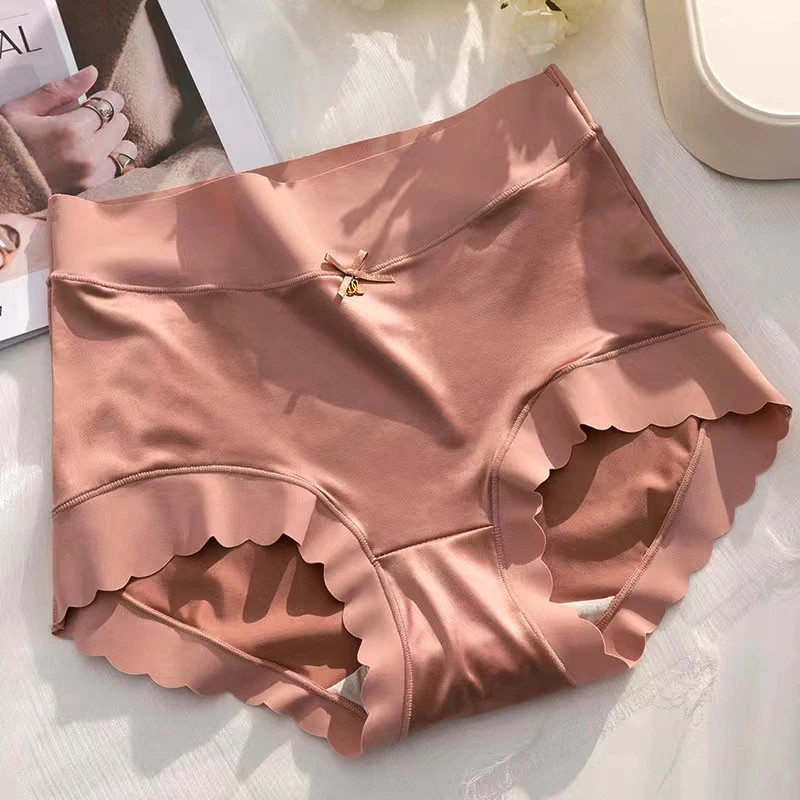 Womens Ice Silk Panties Seamless Soft High Waist Briefs Stretch UK