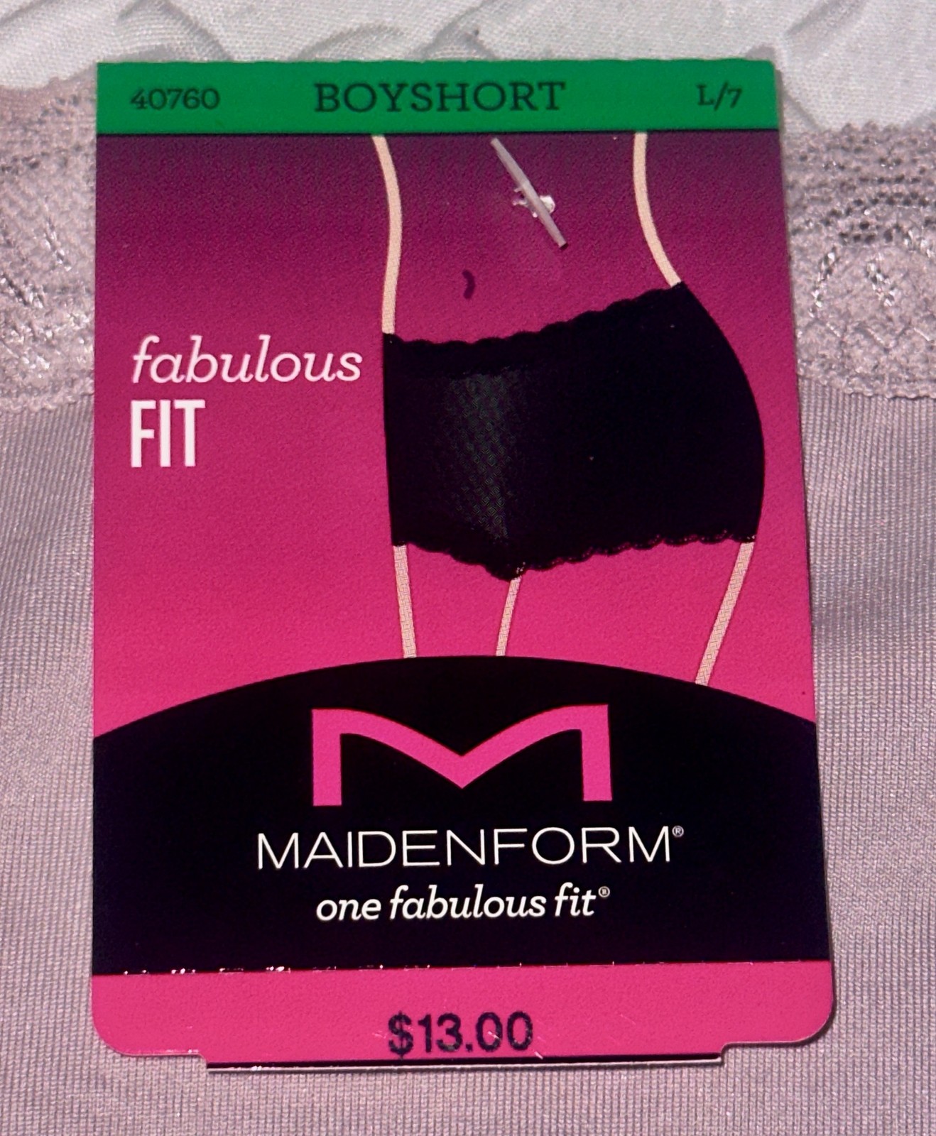 MAIDENFORM Fabulous Fit Classic Lace Trim Gloss Boyshort Panty Womens Sz M L 2XL