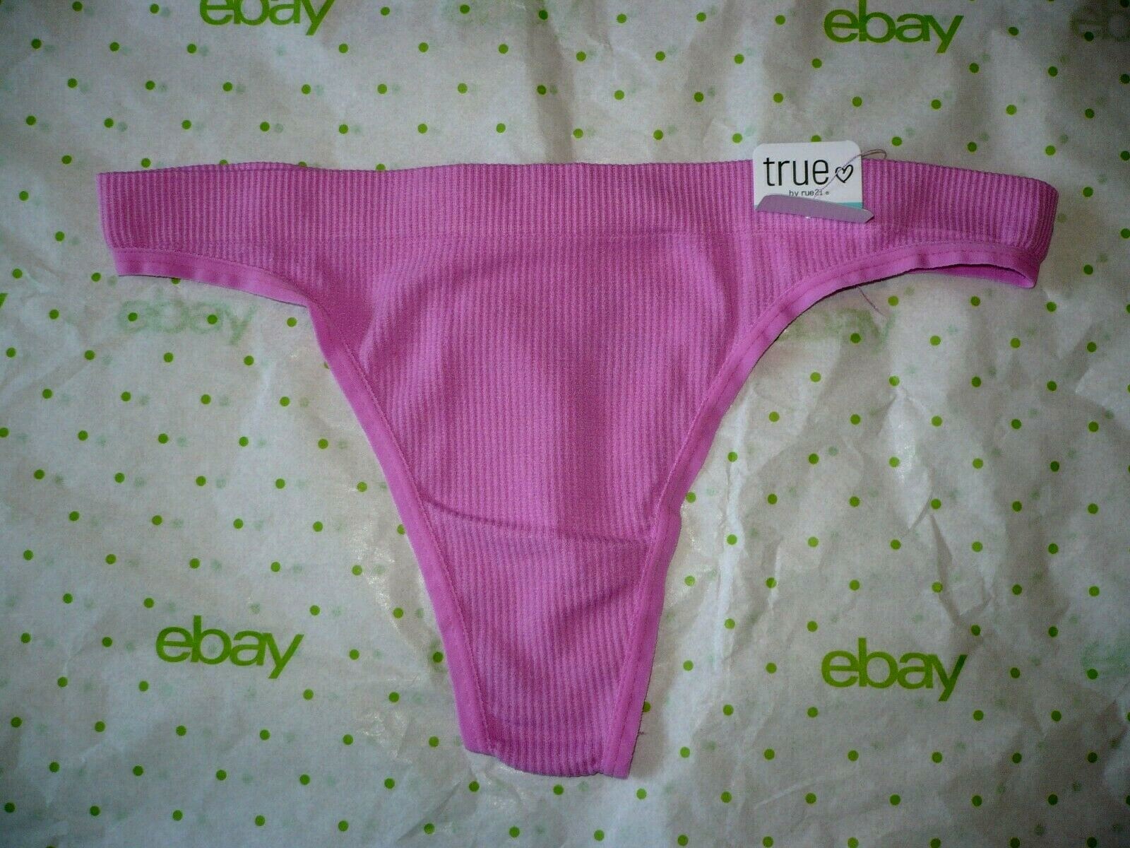 Rue 21 Women’s Seamless Ribbed Thong Panties SMALL Bright Pink New