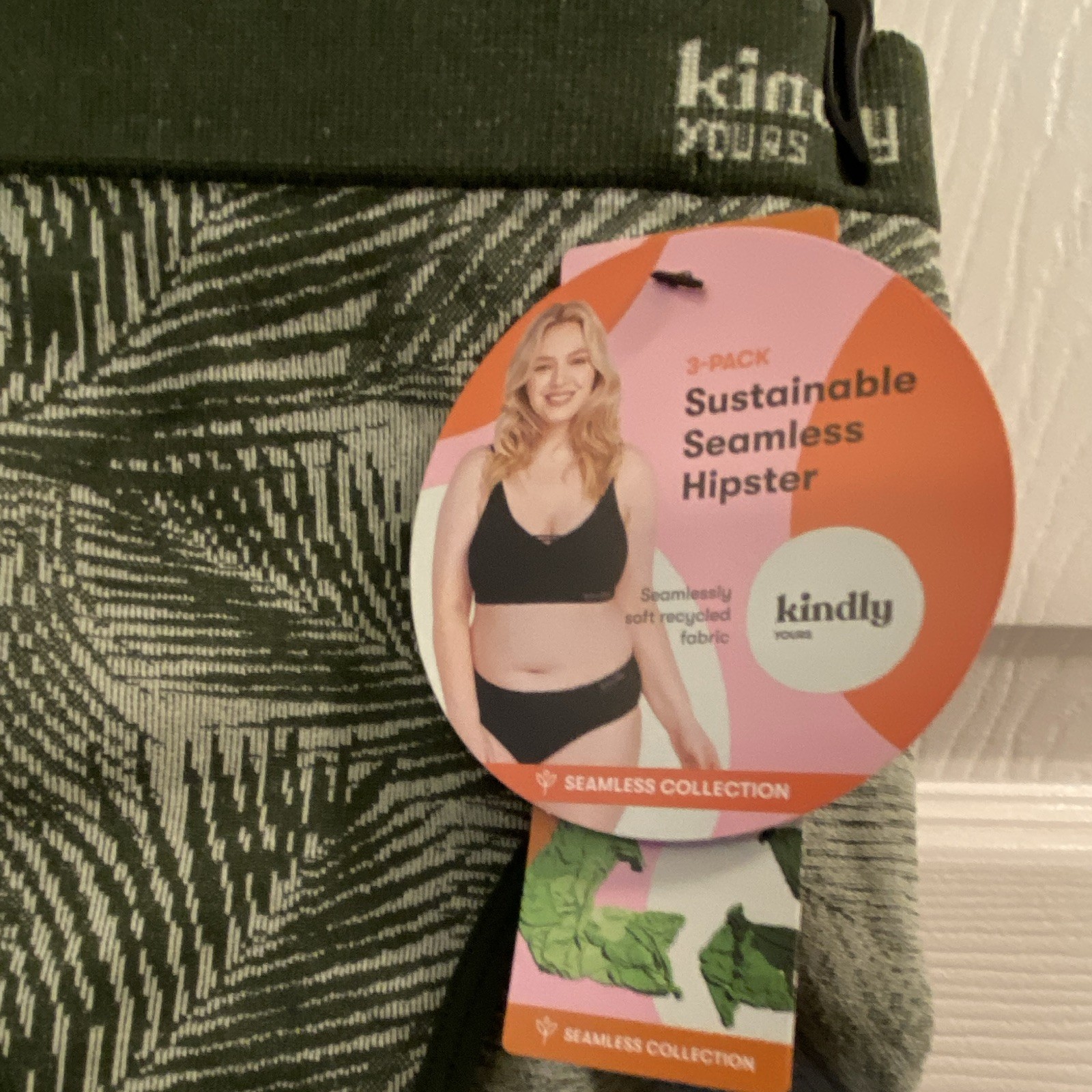 Kindly Yours Seamless Hipster Panties 3-Pack L (12-14) Green/Gray Leaf
