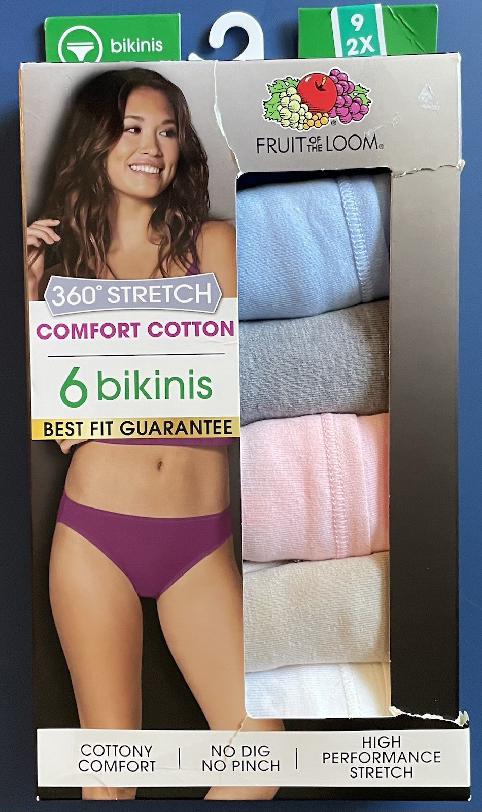 Fruit of The Loom Woman’s Bikinis Size 9 (2X) 6 Pack Panties
