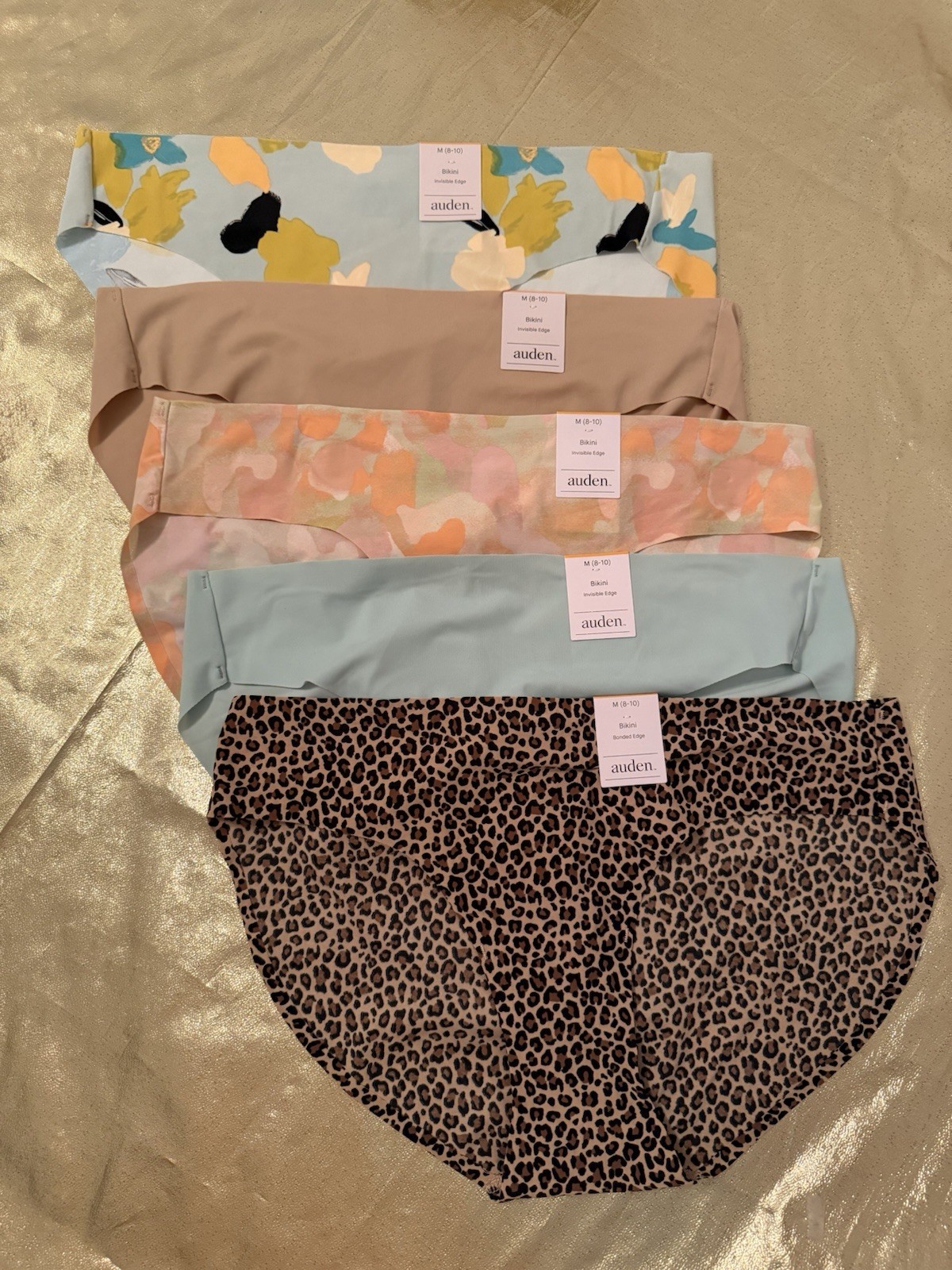 NWT Auden 5 Pairs Stretchy Invisible or Bonded Edge Bikini Panties Size M (8-10)