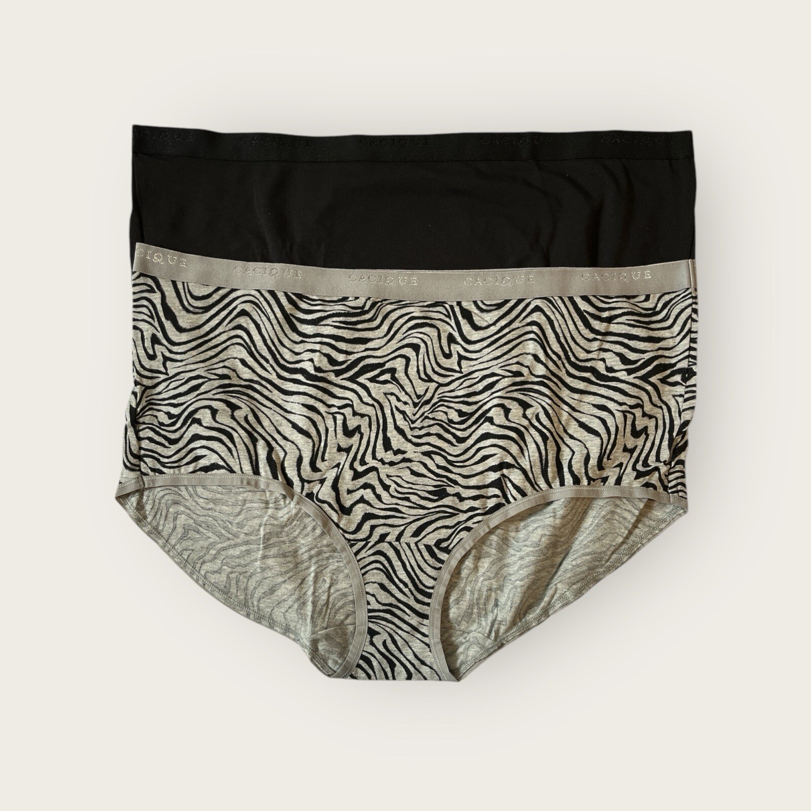 Cacique Lane Bryant Cotton Full Brief Panty 18/20 Lot of 2 Zebra Animal (6940)