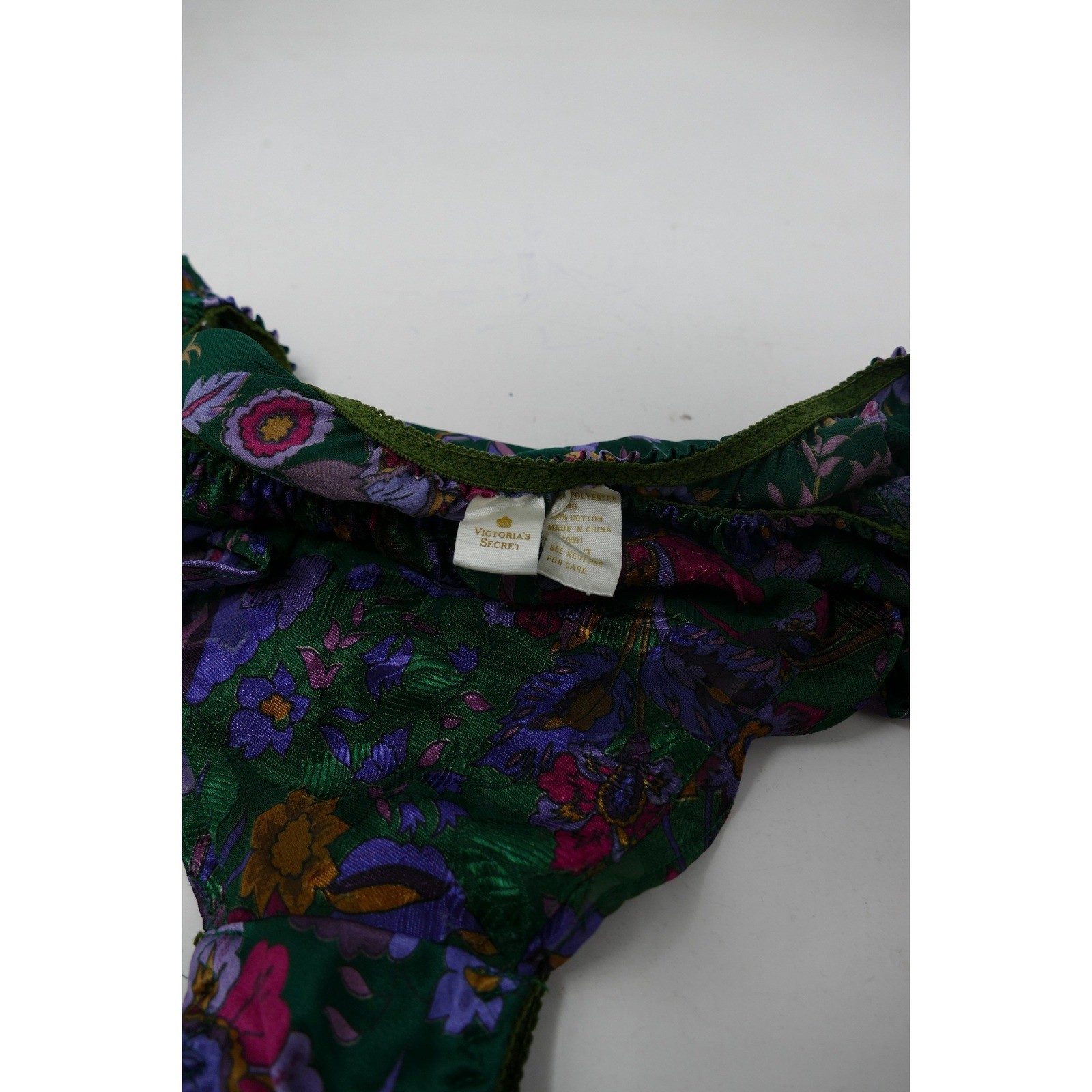Gold Label Vintage Victorias Secret Floral Tap Pants Green Purple Lingerie S