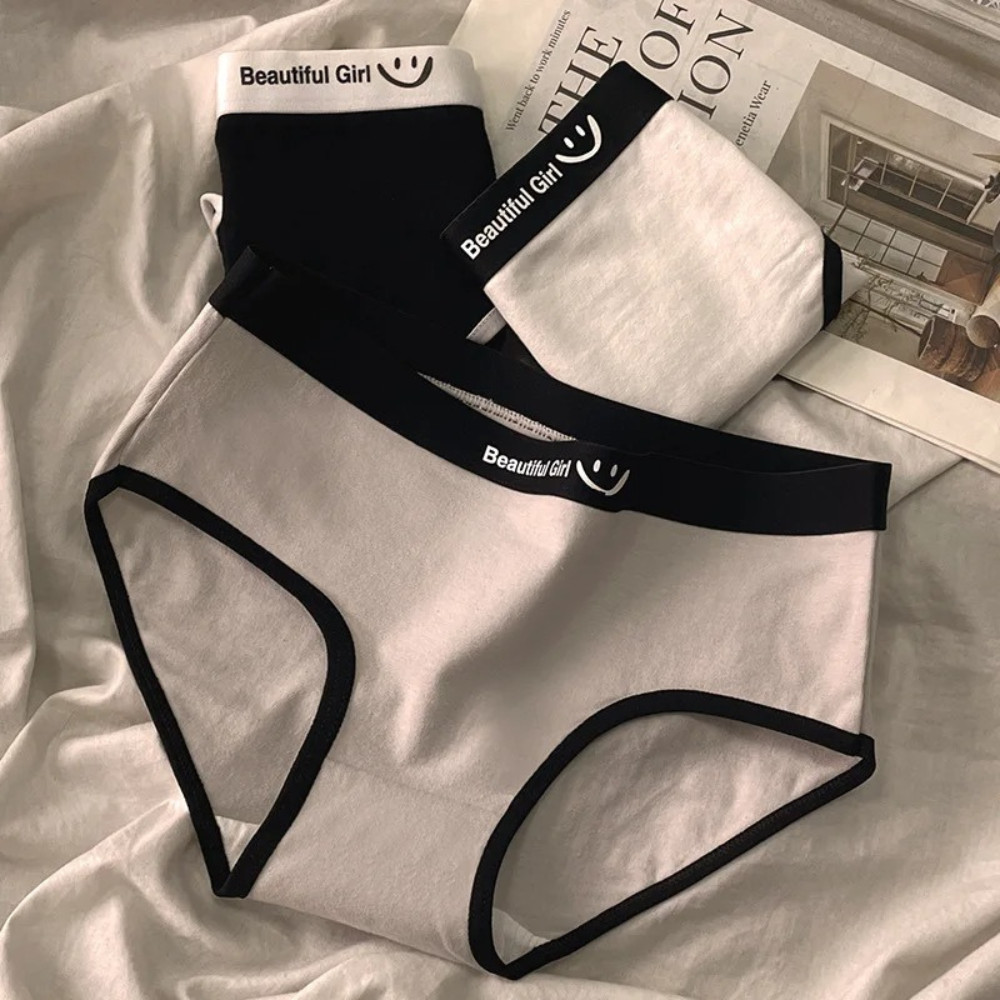 3PCS Women’s Cotton Panties Set Soft Breathable Briefs Black White Gray Everyday