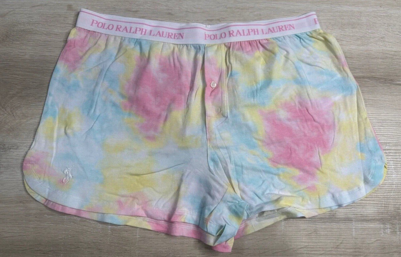 NWOT Polo Ralph Lauren Women’s Tie Dye Boxer Shorts Button Elastic-Waist Size L