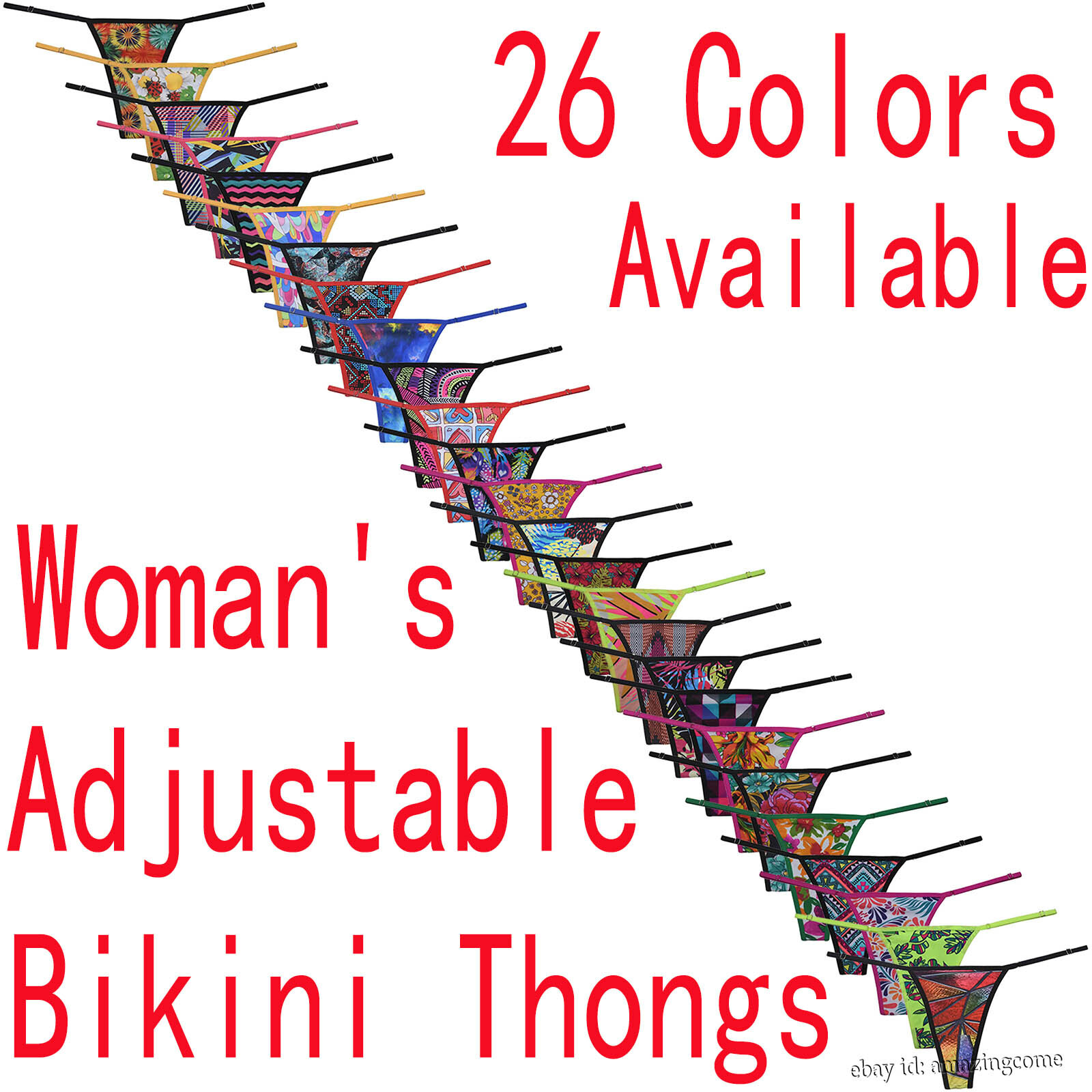 Women’s Bikini Thong Adjustable Sides Intimates String Underwear Mini Swimwear