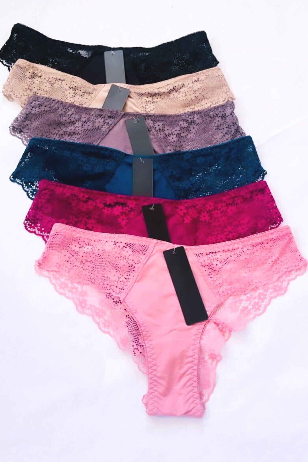 Lot 6 PRETTY SATIN Lace BIKINIS Style PANTIES Womens Underwear 68842 S M L XL