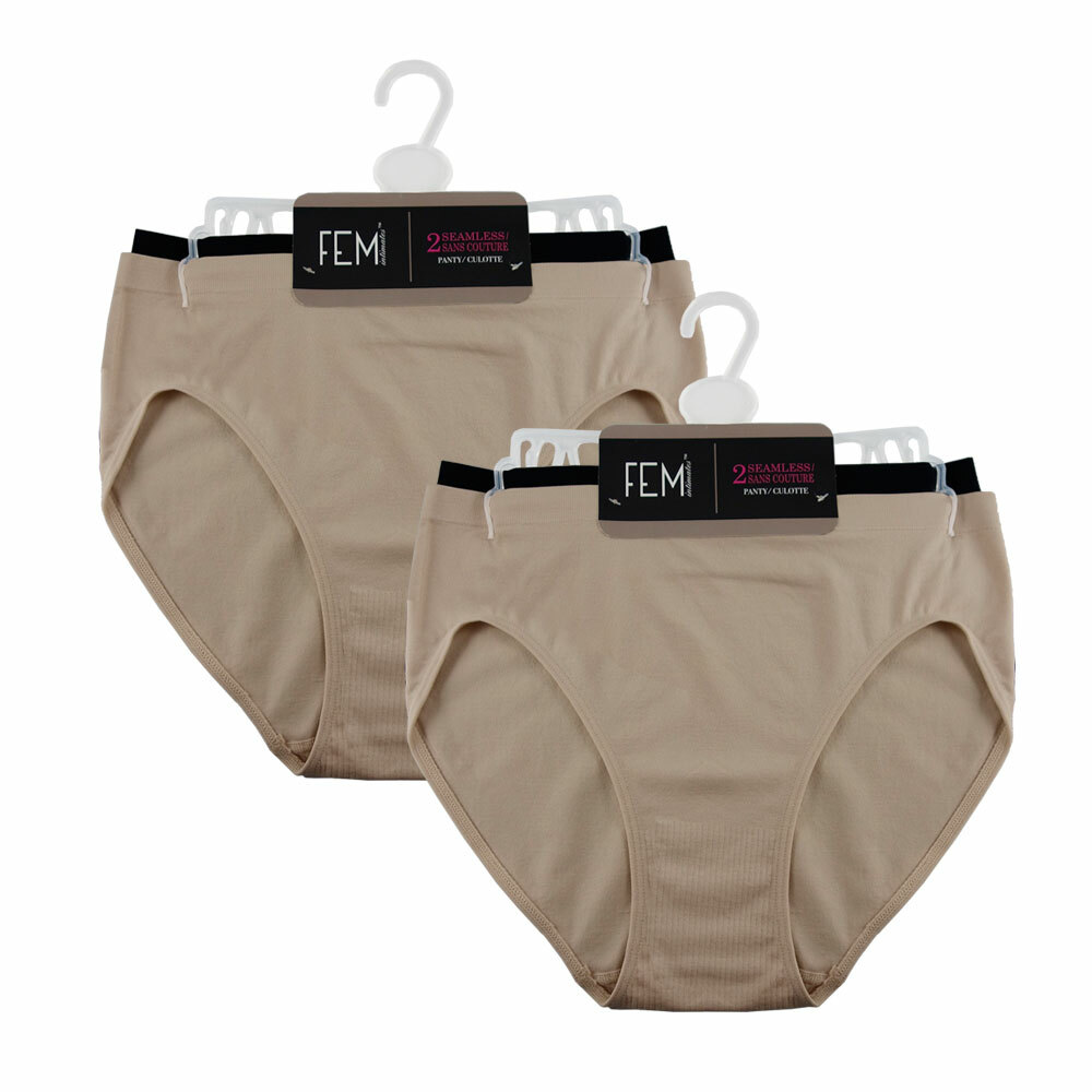 FEM Women’s Seamless High Cut Nylon Panties – 4 Pack