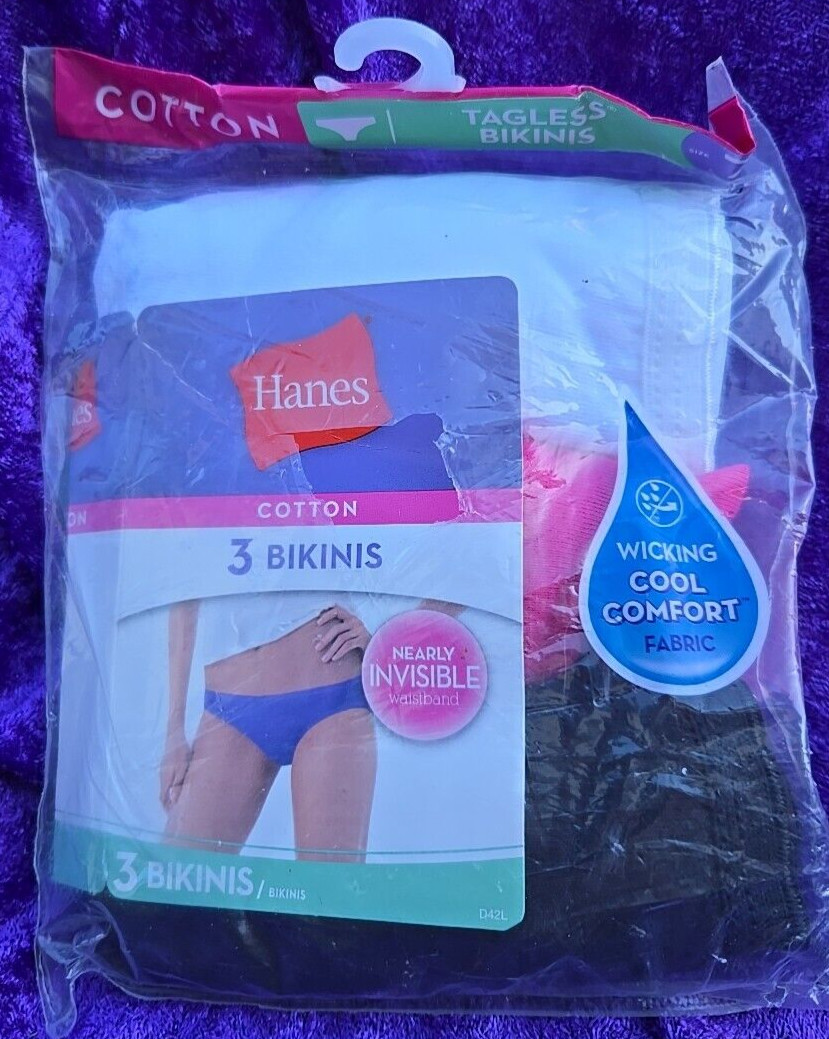 Hanes Womens Bikini 3-Pack Underwear Panties Tagless Breathable Cotton SIZE 7