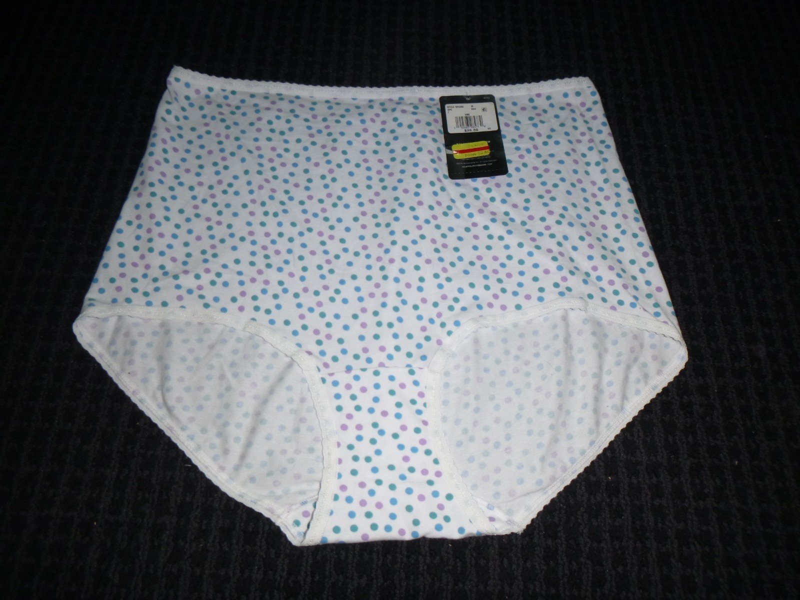 NWT Bali Cotton Skimp Skamp Brief #A322 Purple Turquoise Dots Sz 3XL / 10