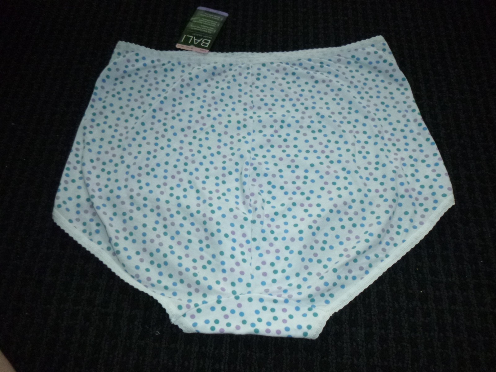 NWT Bali Cotton Skimp Skamp Brief #A322 Purple Turquoise Dots Sz 3XL / 10