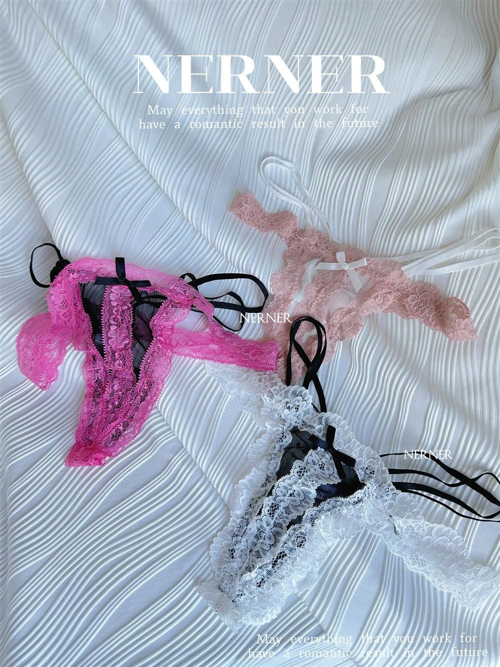 Sexy Panties Lace Ruffled Lace Trim Thong Bow Briefs Low Rise Underwear G-string