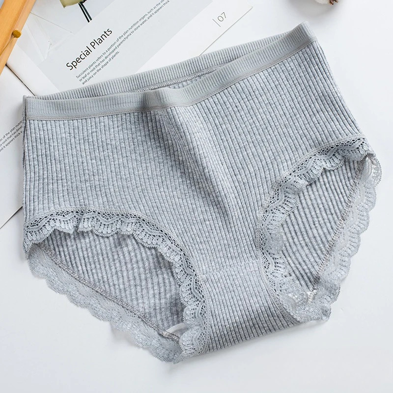 Lace Brief Panties High Waist Hip Lift Comfort Underwear Women Cotton Crotch