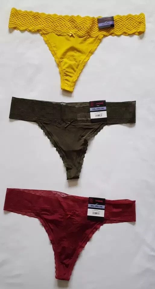 No Boundaries Microfiber & Lace Thong Panties (LOT OF 6) Size XXL(19) Multicolor