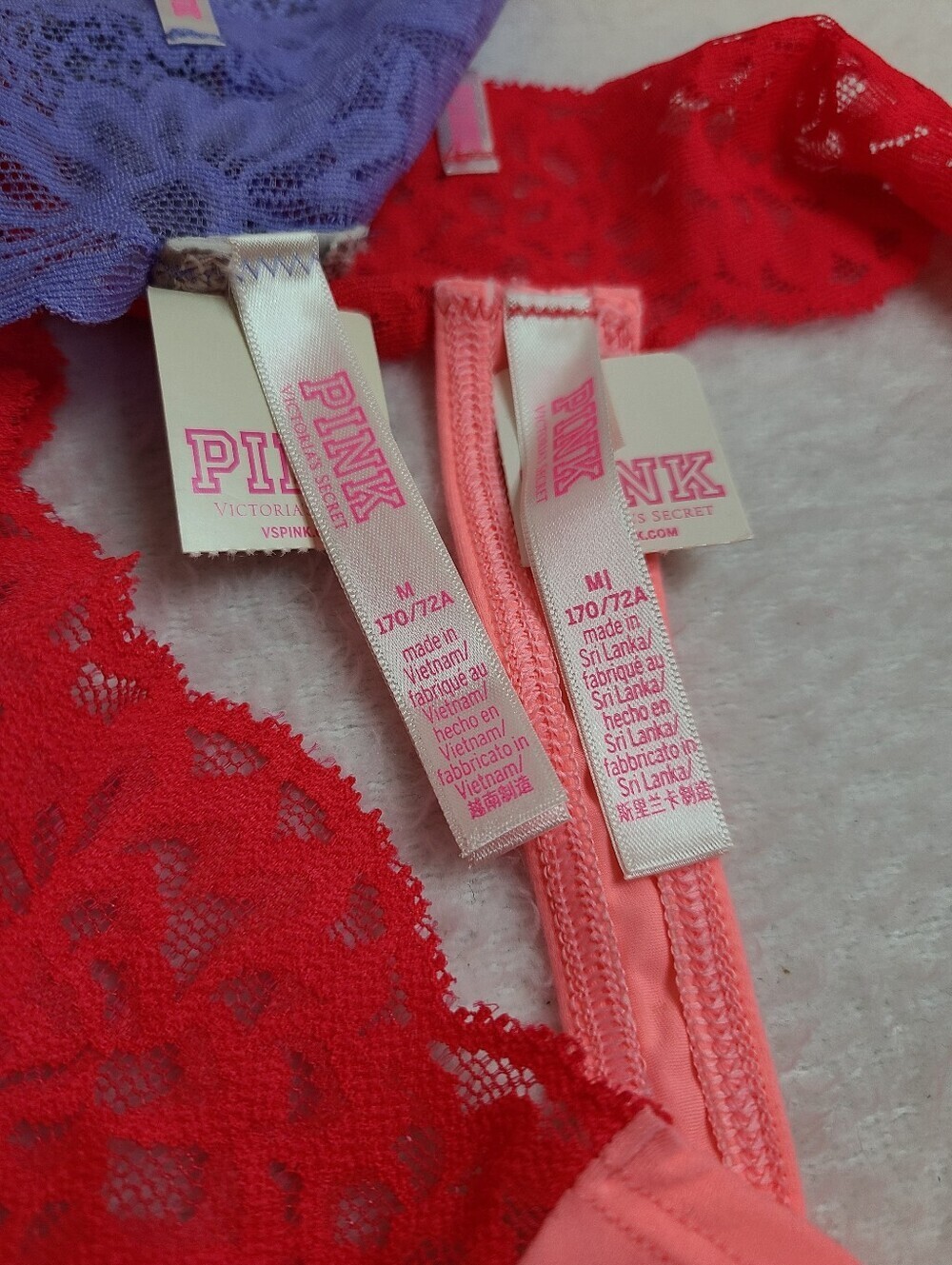 Retired VS PINK 2pk Super Soft Microfiber Lace Thong Panties Size M