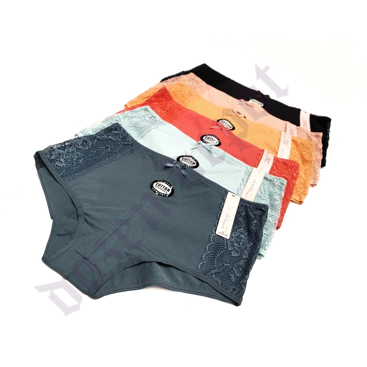 Lot 6 Women Soft Cotton Lace Hipster Booty Shorts Shortie Boyshort No Show Panty