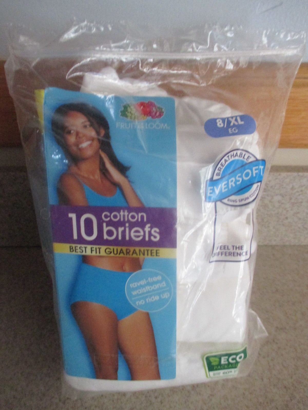 NEW ~ 9 Pack Woman’s Fruit of the Loom 100% Cotton Briefs White Size 8/XL