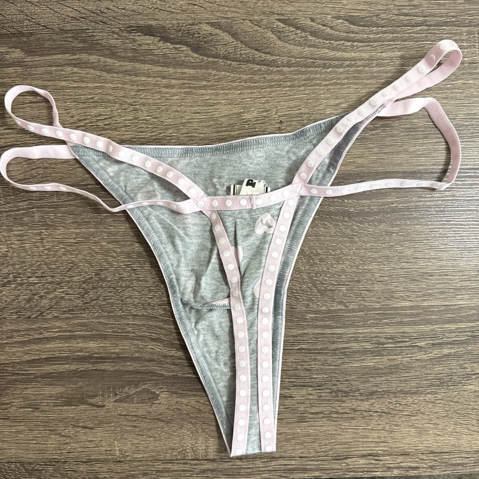 Pink By Victoria’s Secret Medium Gray Strap, Cotton Thong Panties