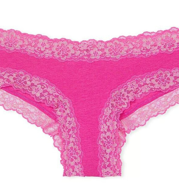 XXL Pink SHIMMER Victoria’s Secret Stretch Cotton Lace-Waist & Leg Cheeky Pantie