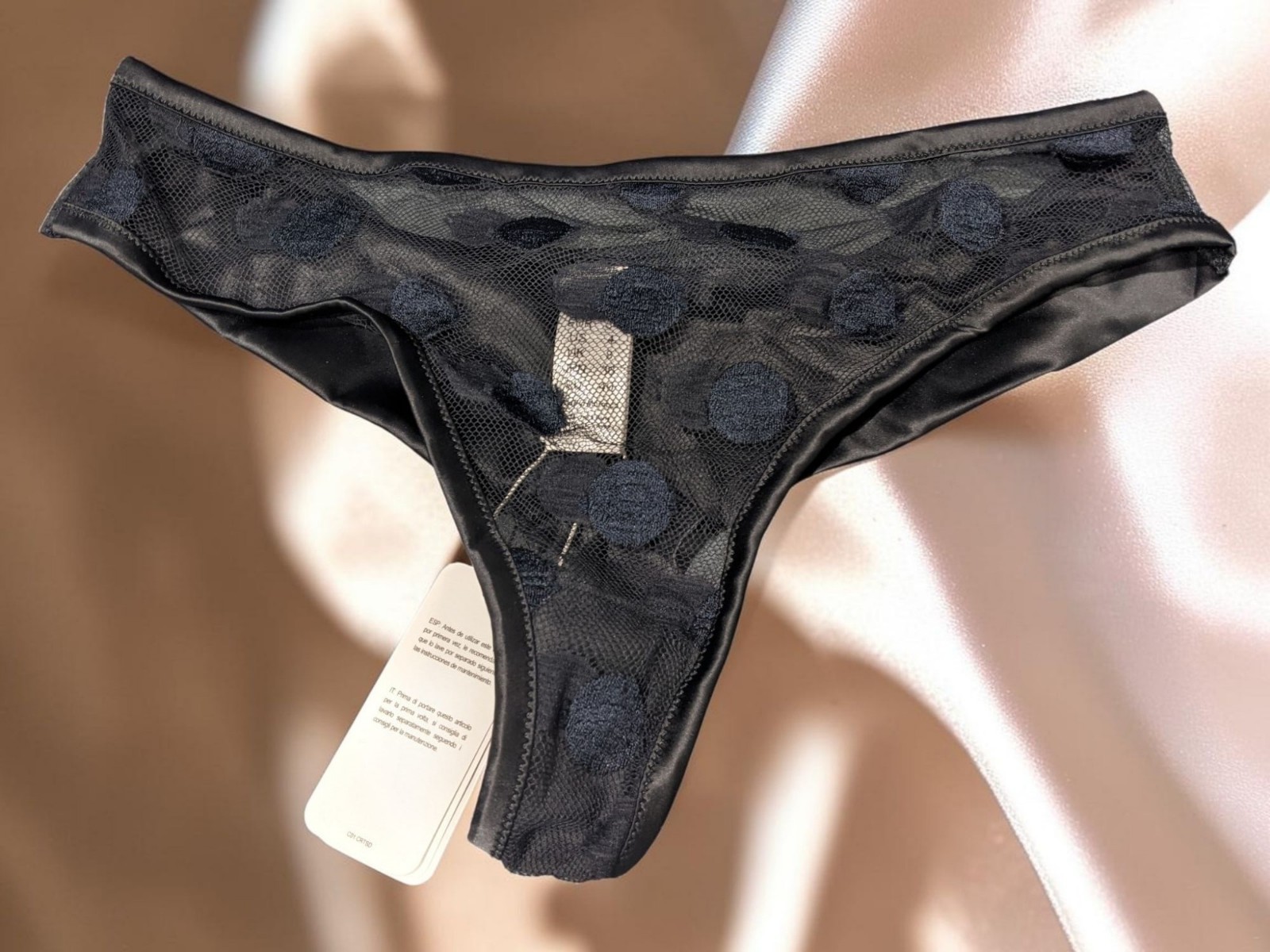 ERES AUTOMNE SATIN TRIMMED POLKA DOT LACE BRIEFS SOIR DE LUNE BRIEF SIZE 36 US4