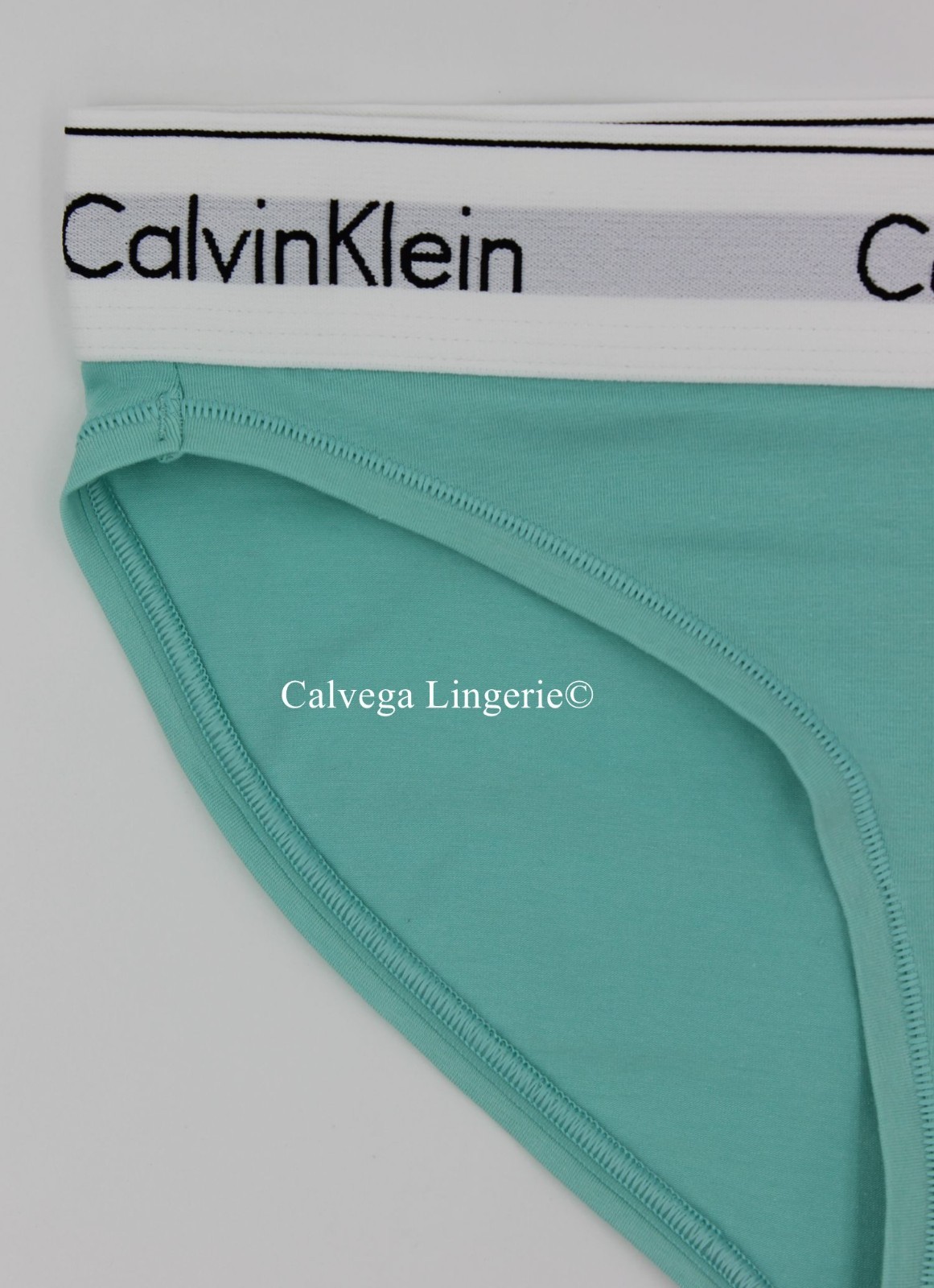 NWT Calvin Klein F3787 “Modern” Logo Cotton Bikini, Light Teal (336)