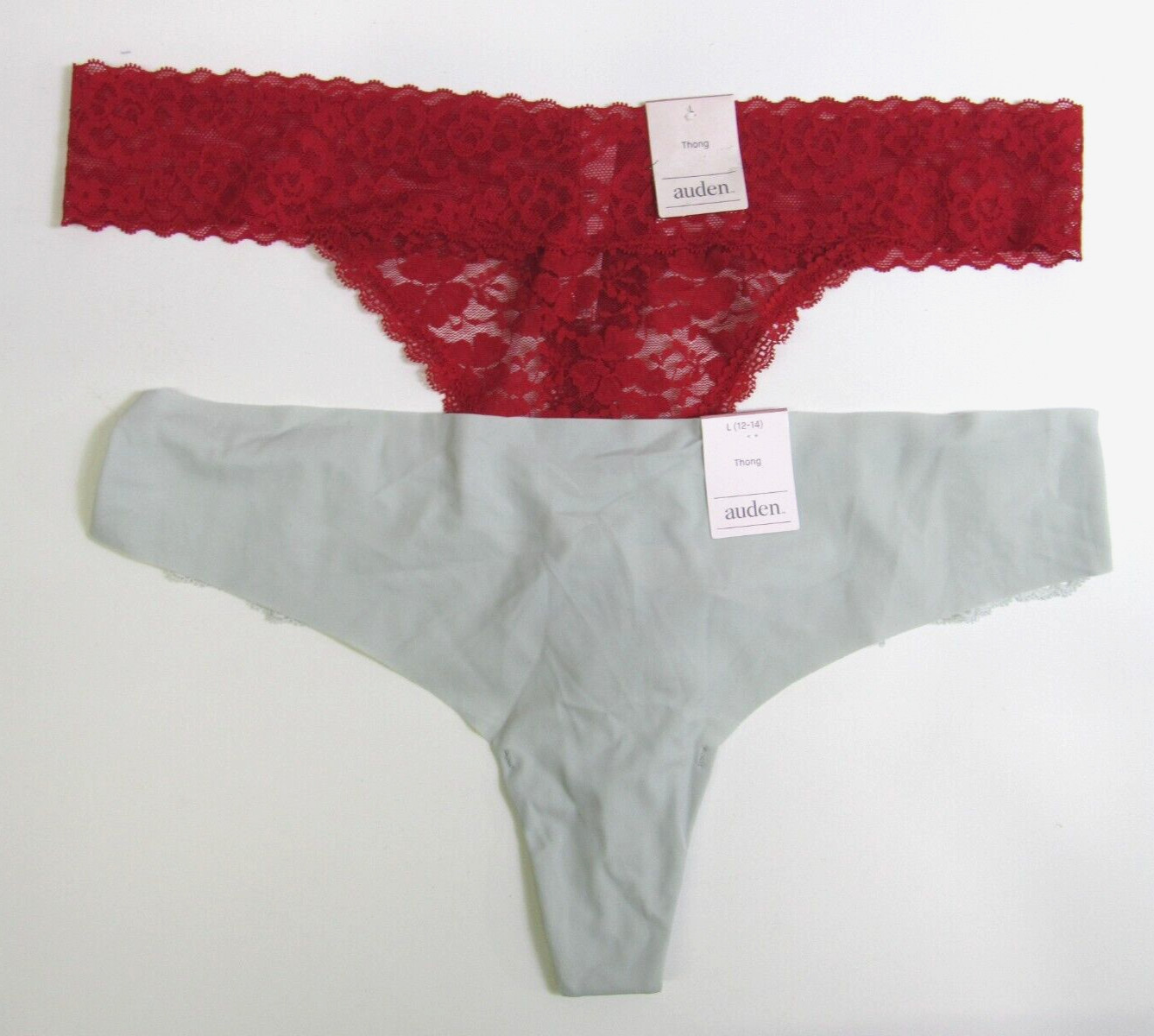 Auden Women’s Variety Thong 2 Pack Panties Large 12-14