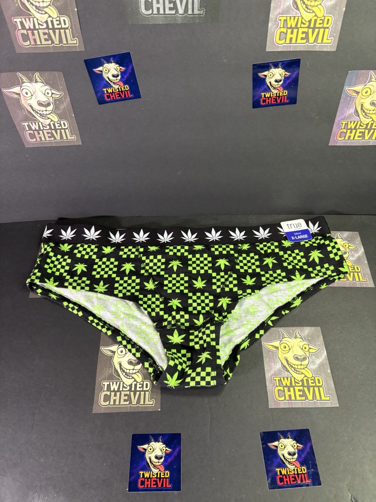 True Rue21 Rue 21 Women XL Bikini Underwear CHECKS Weed Leaf Geometric Cannabis