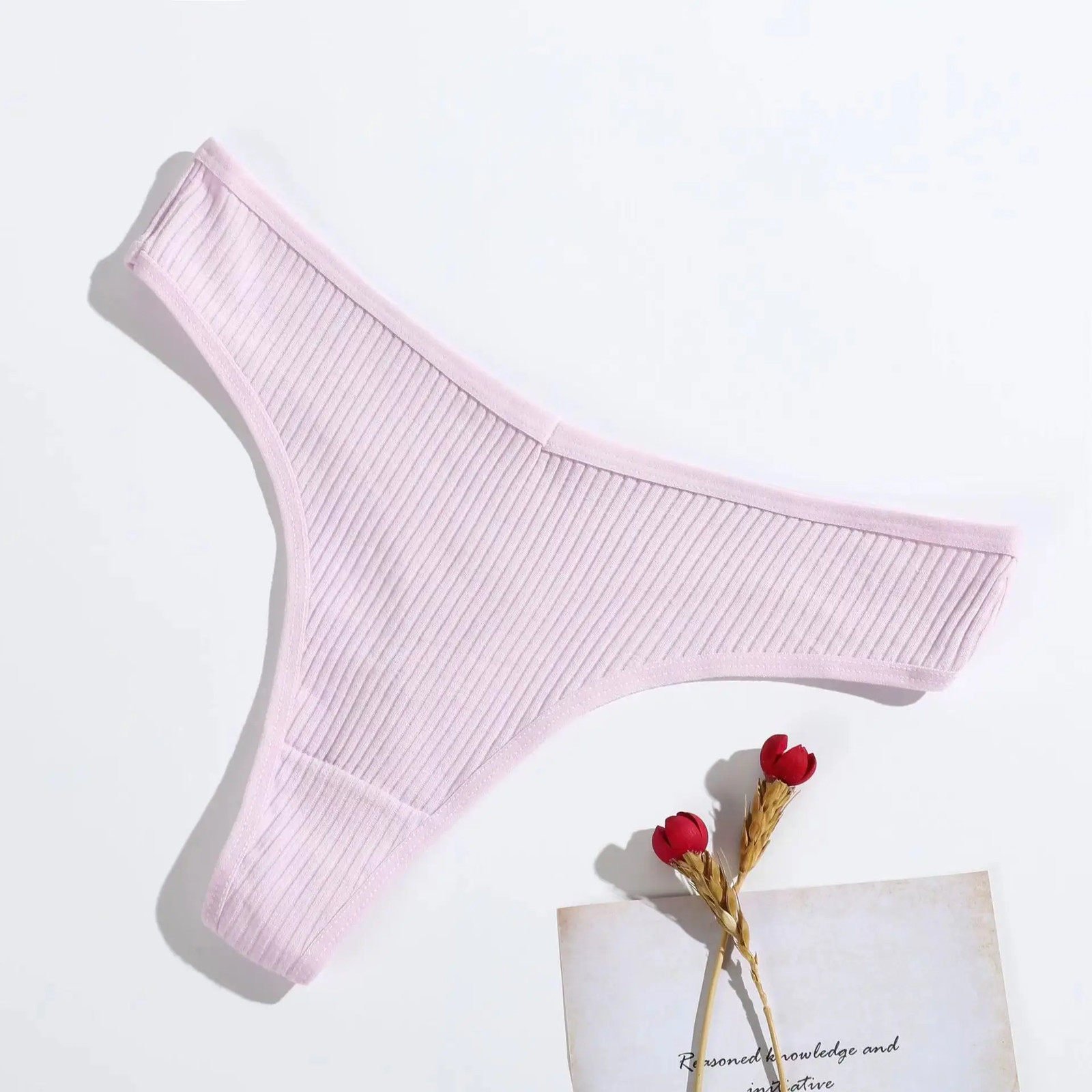 Cotton Thong Panties Low Rise Womens G String Soft Stretch Comfort 10 Pcs