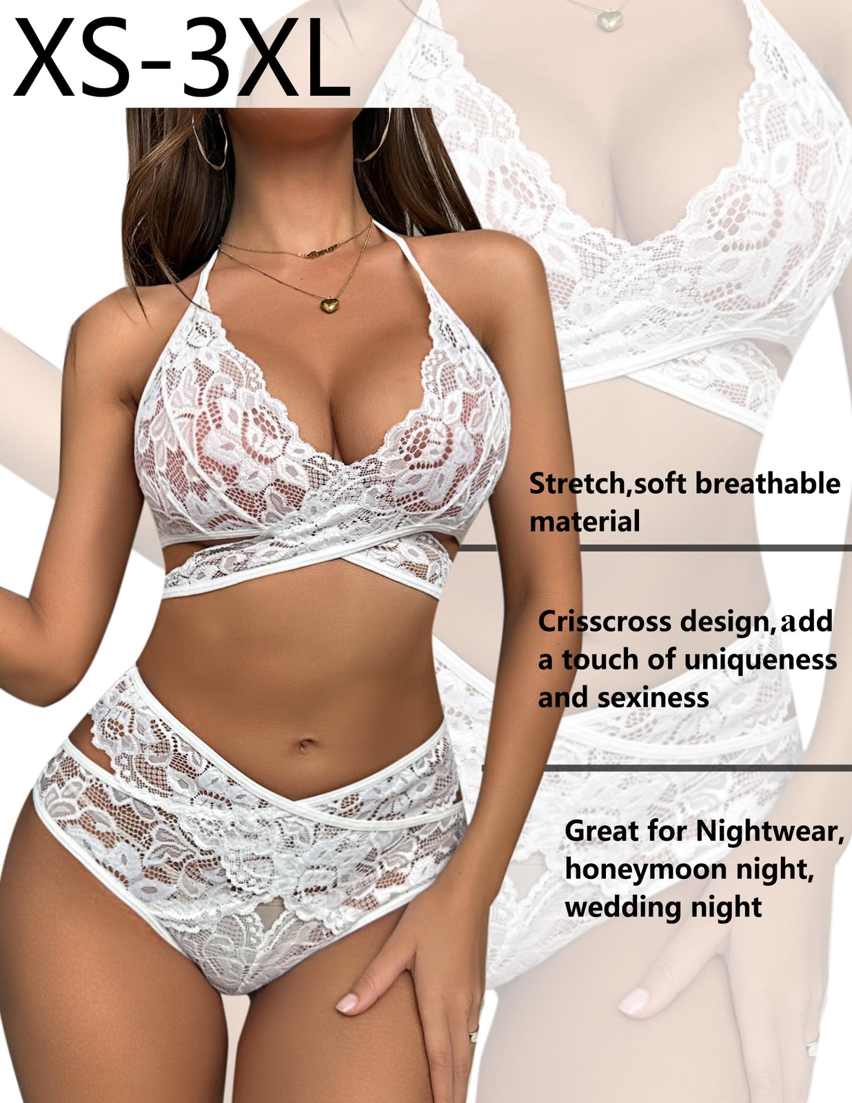 Women Sexy Lace Bra and Panty Set Bralette Lingerie 2 Piece Babydoll Bodysuit US