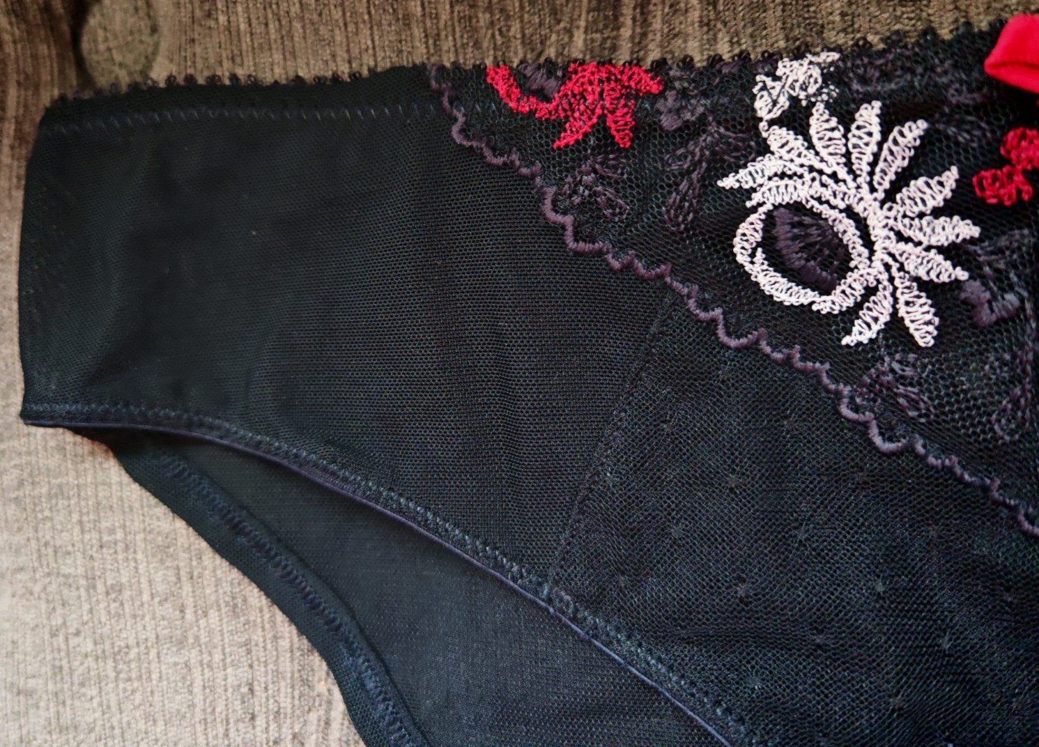 M&S Limited Black & Red Mix Brazilian Knickers Size 12