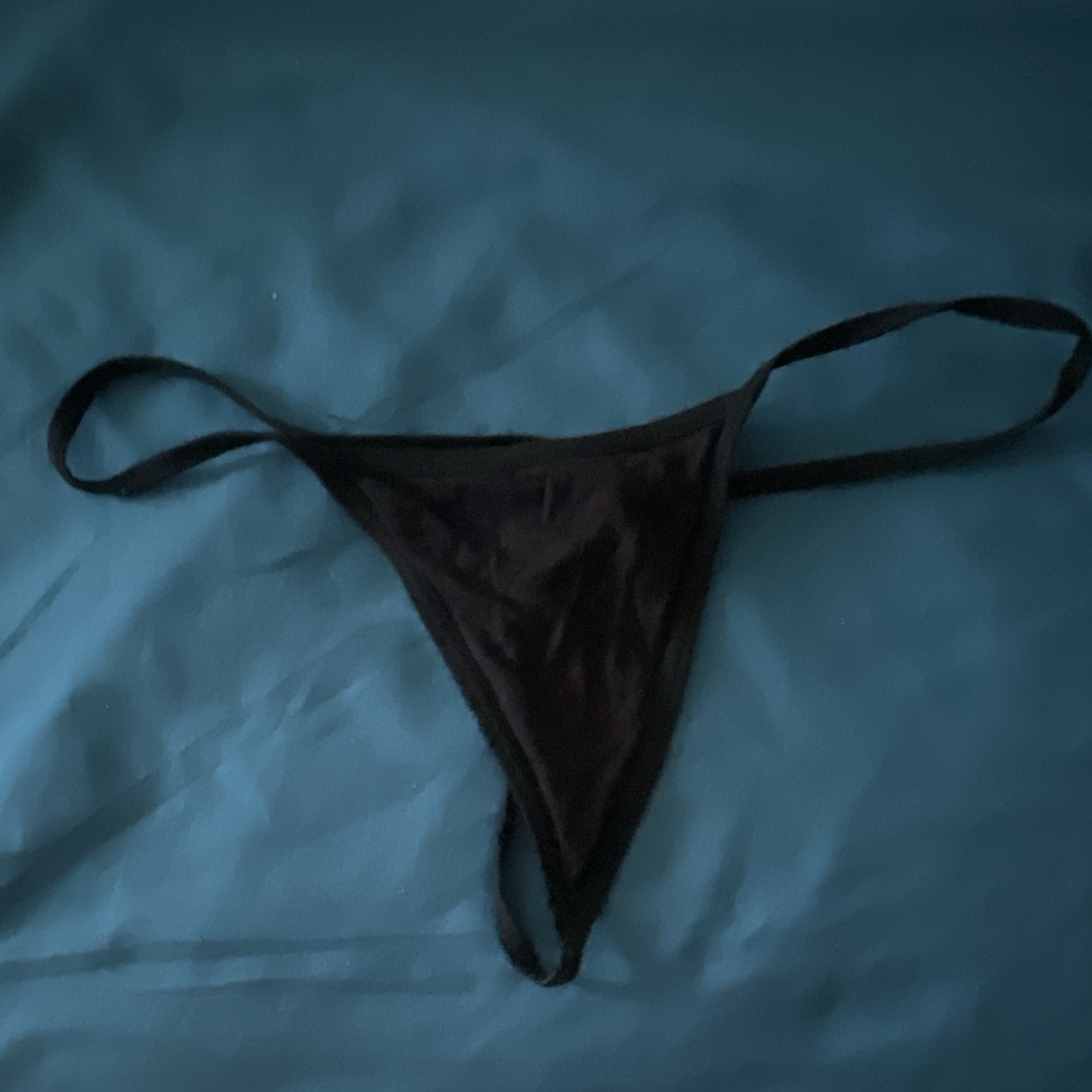 Women’s Solid Black Thong/String Panties, One Size Regular, 1 Pack