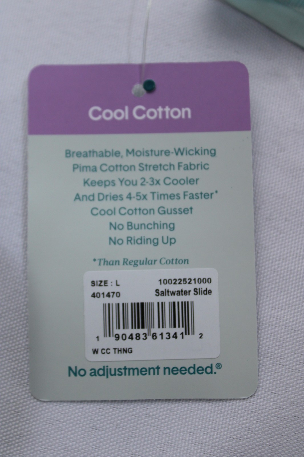 Tommy John Women’s Solid Stretch Lightweight Basic Thong Blue Elixir Large NWT