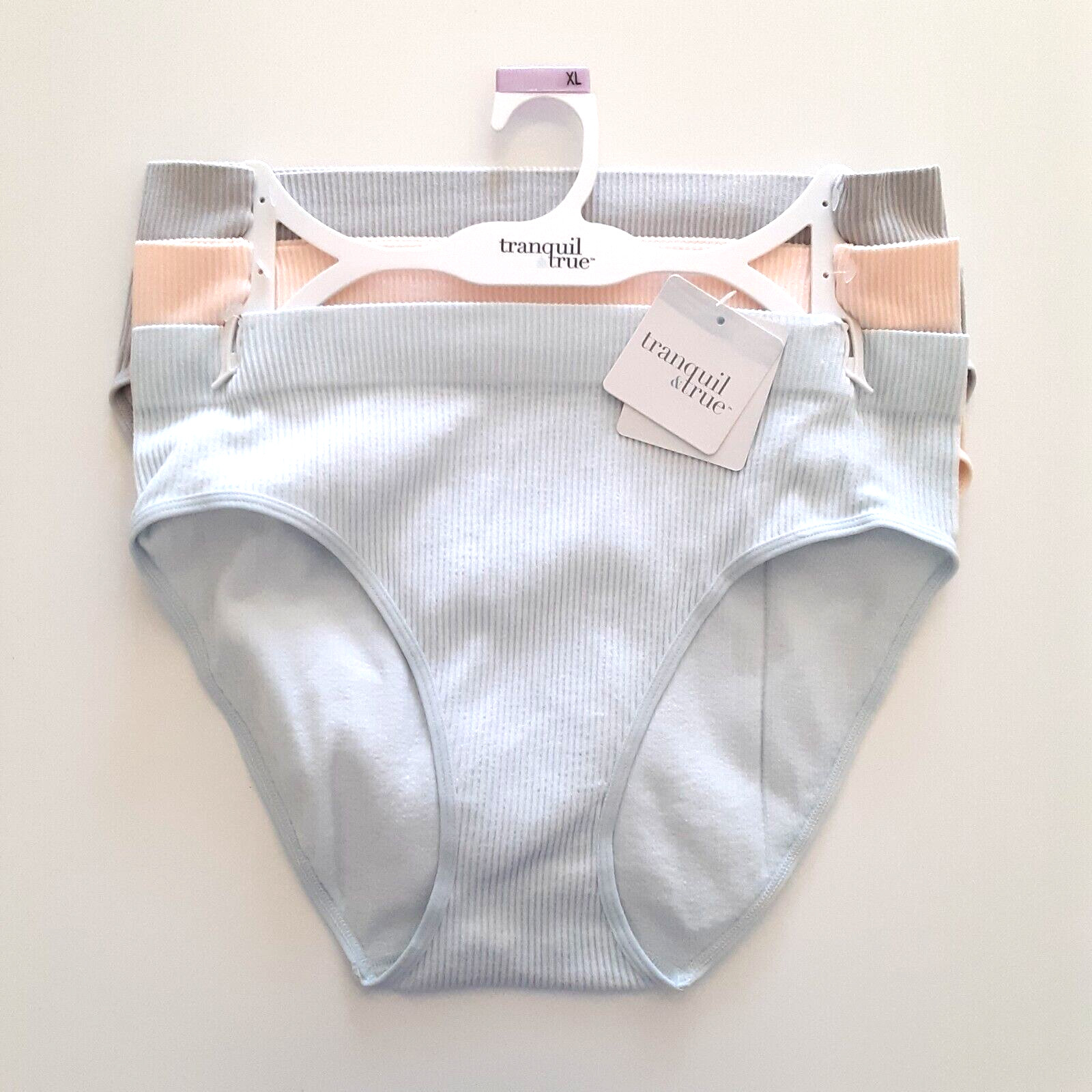Tranquil & True Womens Size XL Hipsters Ribbed Seamless Solid Underwear 3 Pack