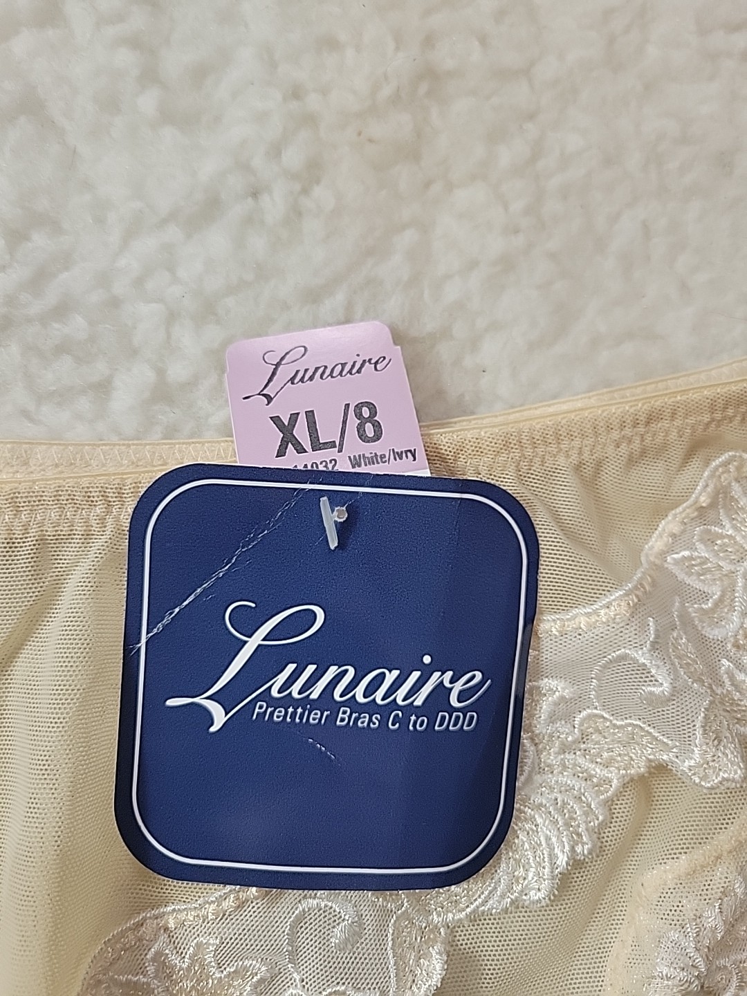 Vintage Lunaire Sheer Mesh Lace Panty NWT Bikini XL 8 Beige