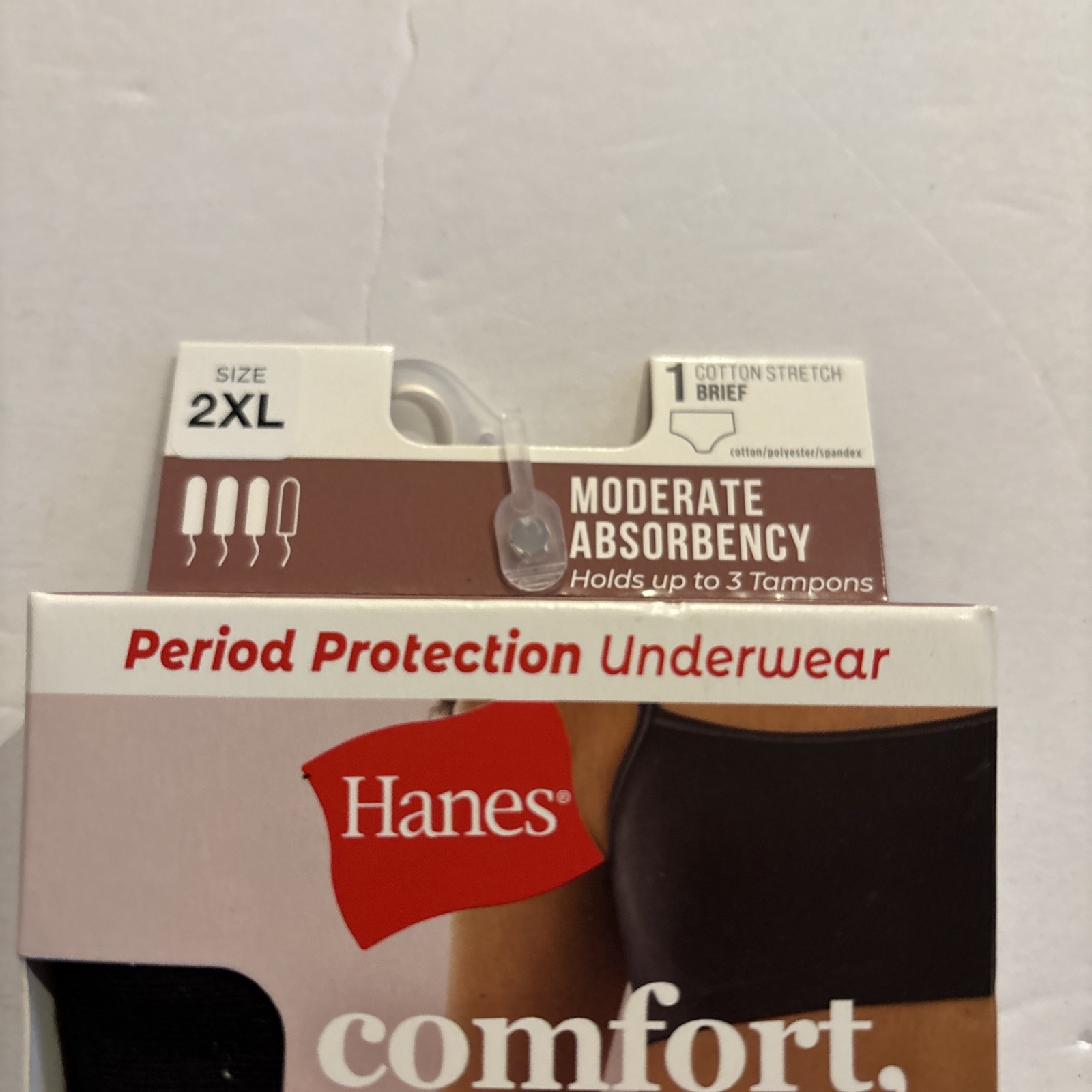 Hanes Period Protection Underwear Women’s Brief Size 9/2XL Moderate Absorbency