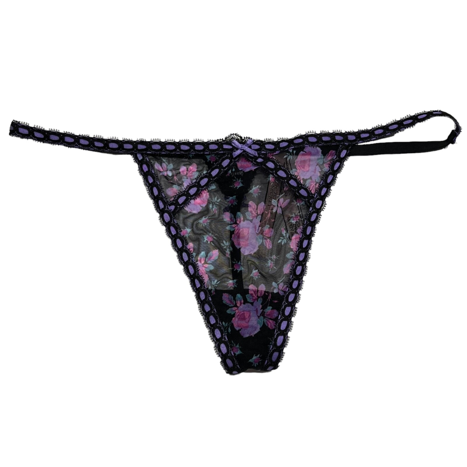 NWT VICTORIA’S SECRET Dream Angels V String Pantie Sz S-L-XL Purple Pink Floral